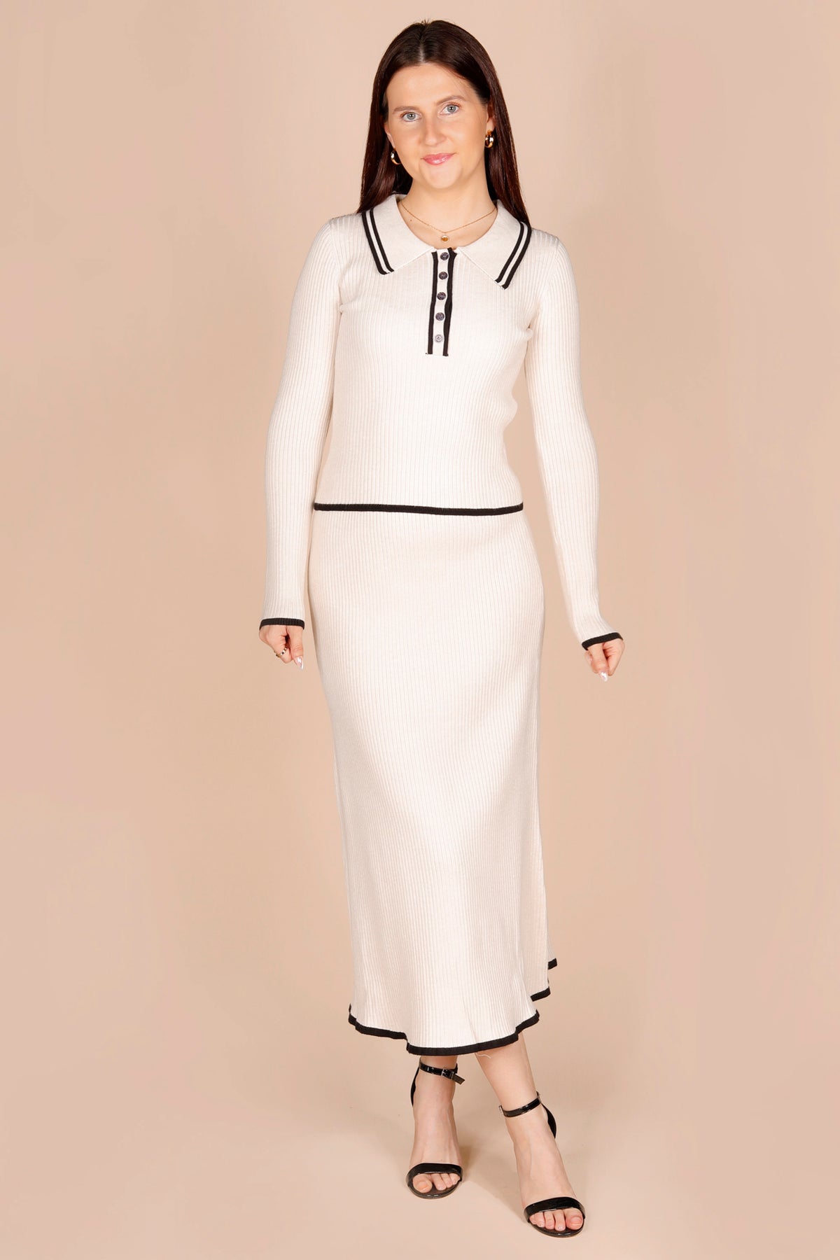 Lucia Cream Knit Midi Skirt