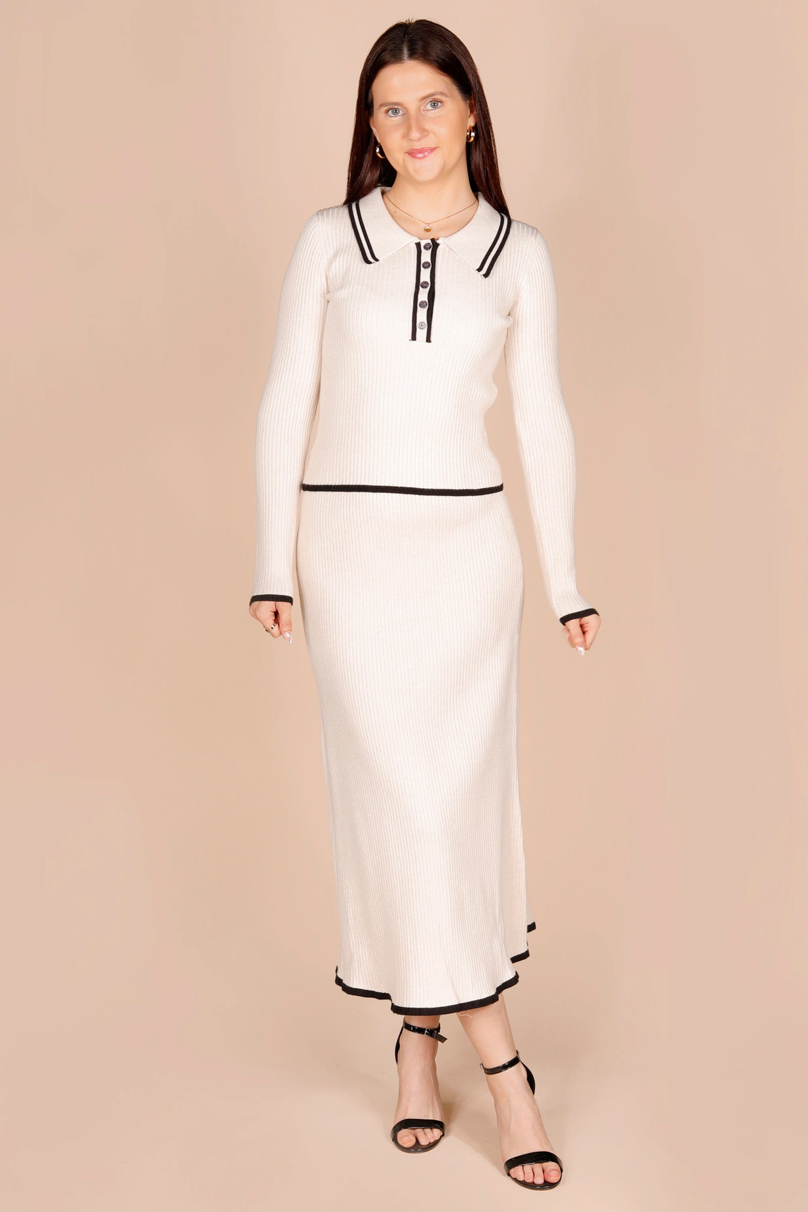 Lucia Cream Knit Midi Skirt