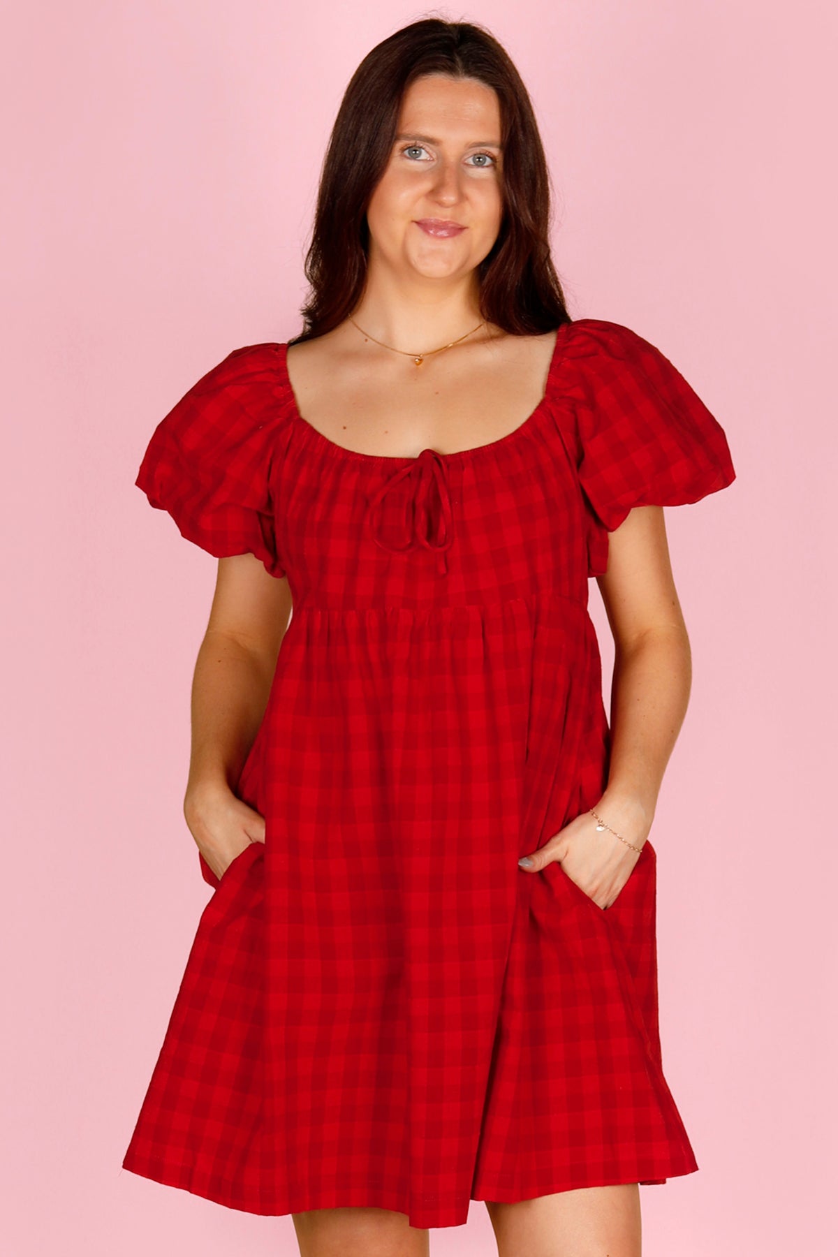 Red Plaid Mini Dress