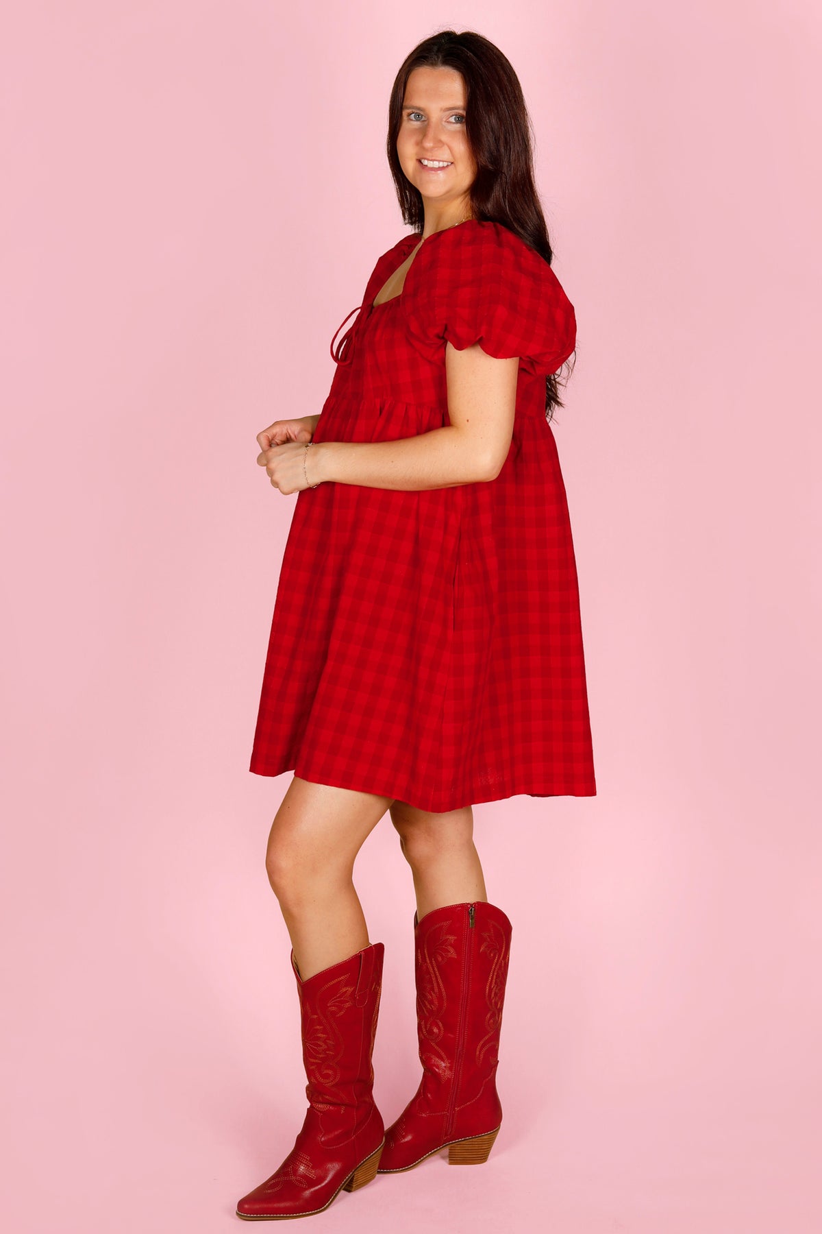 Red Plaid Mini Dress