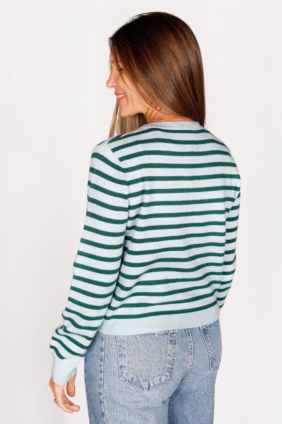 Mazie Blue &amp; Green Striped Cardigan