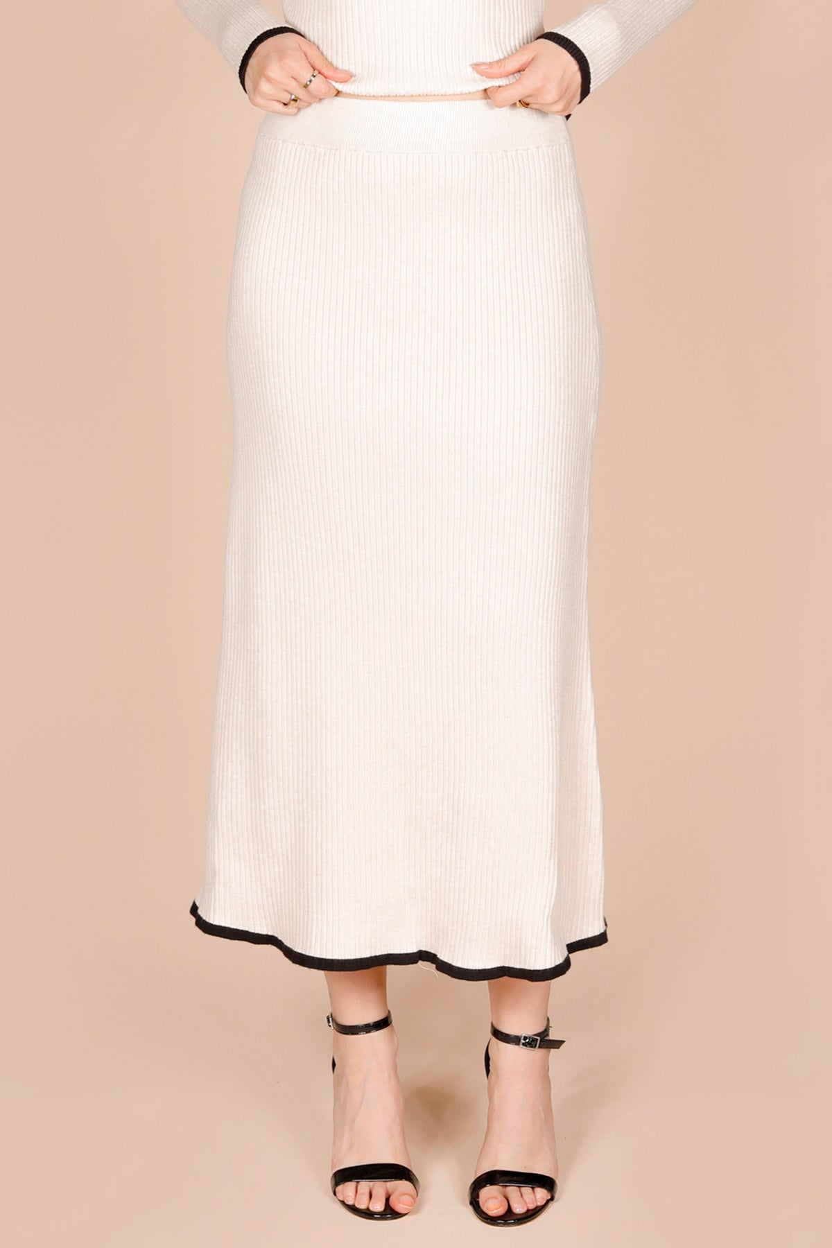 Lucia Cream Knit Midi Skirt