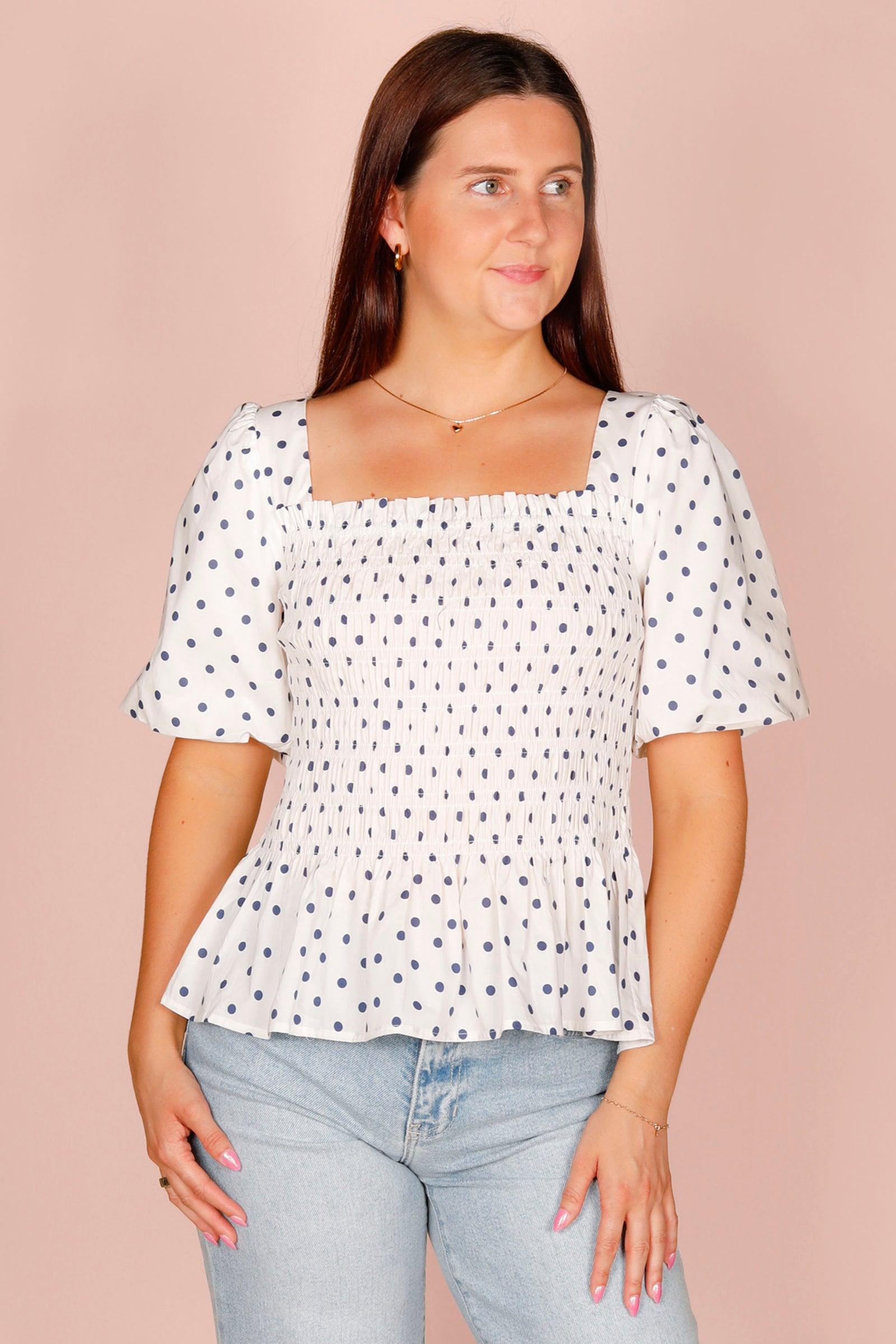 Sherry Polka Dot Peplum Top