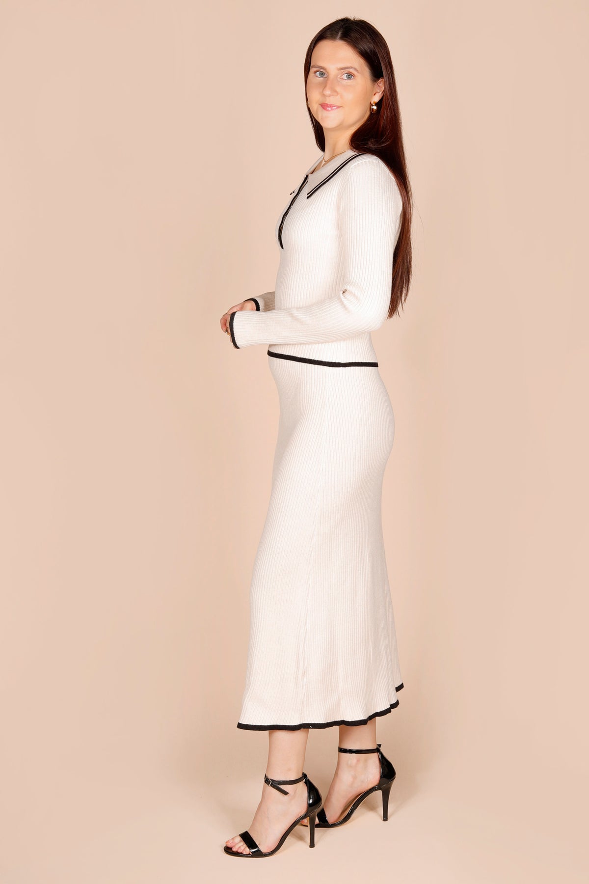 Lucia Cream Knit Midi Skirt