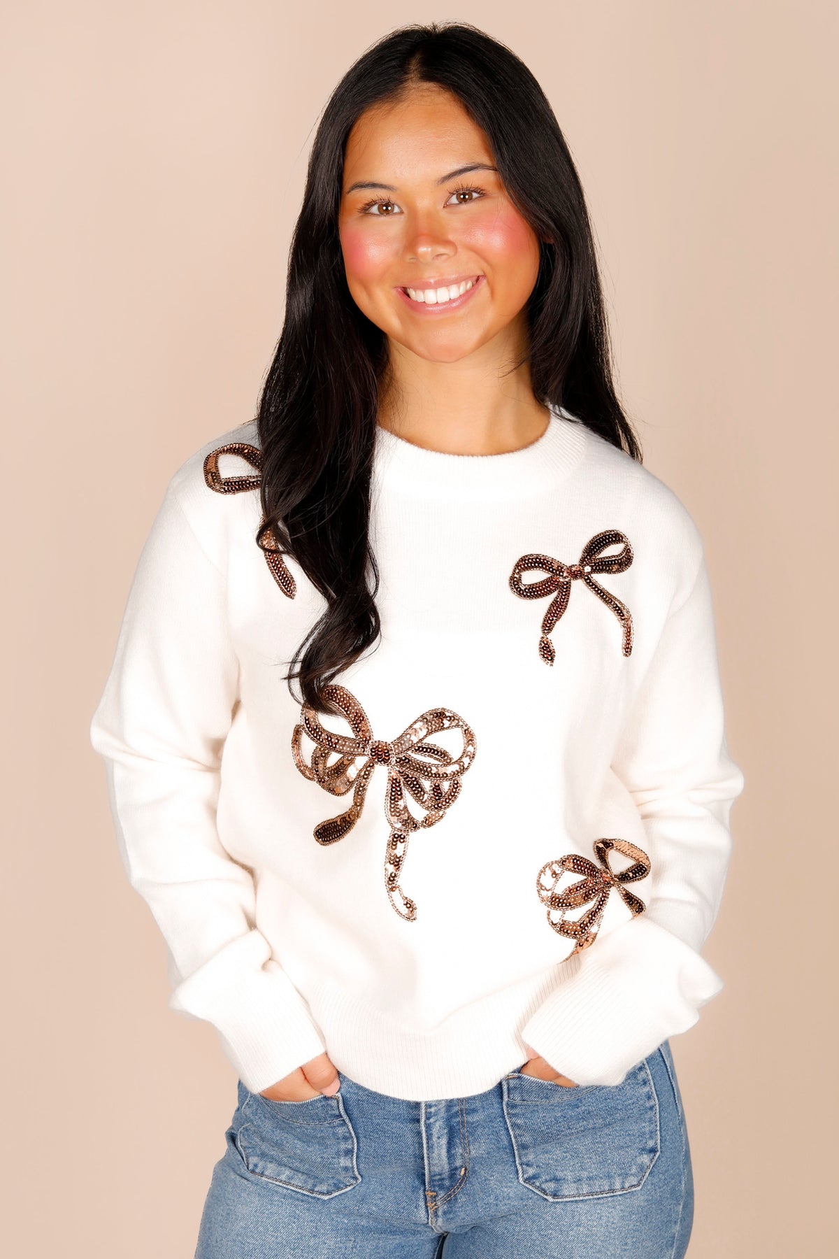 Bella Cream Bow Sweater