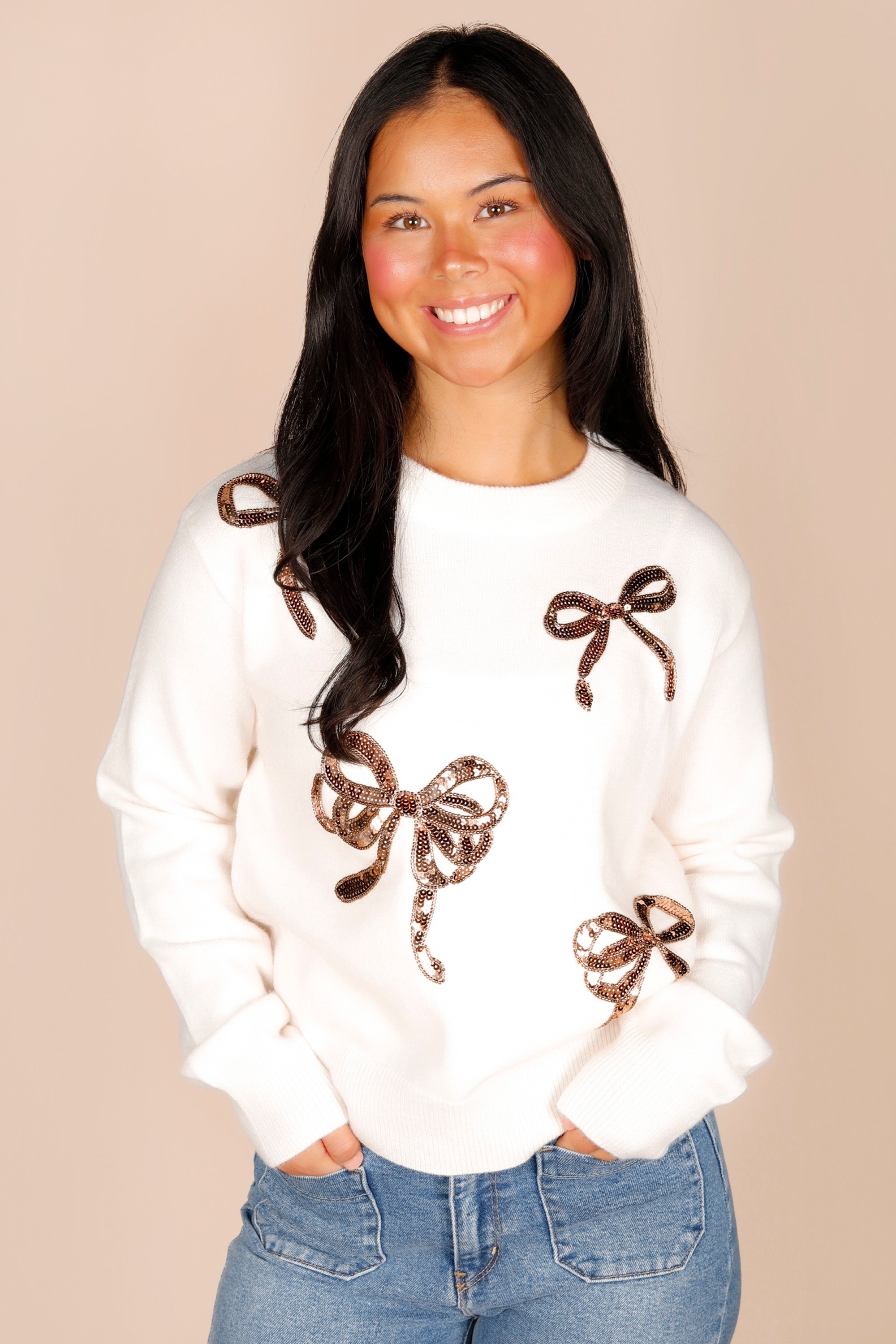 Bella Cream Bow Sweater