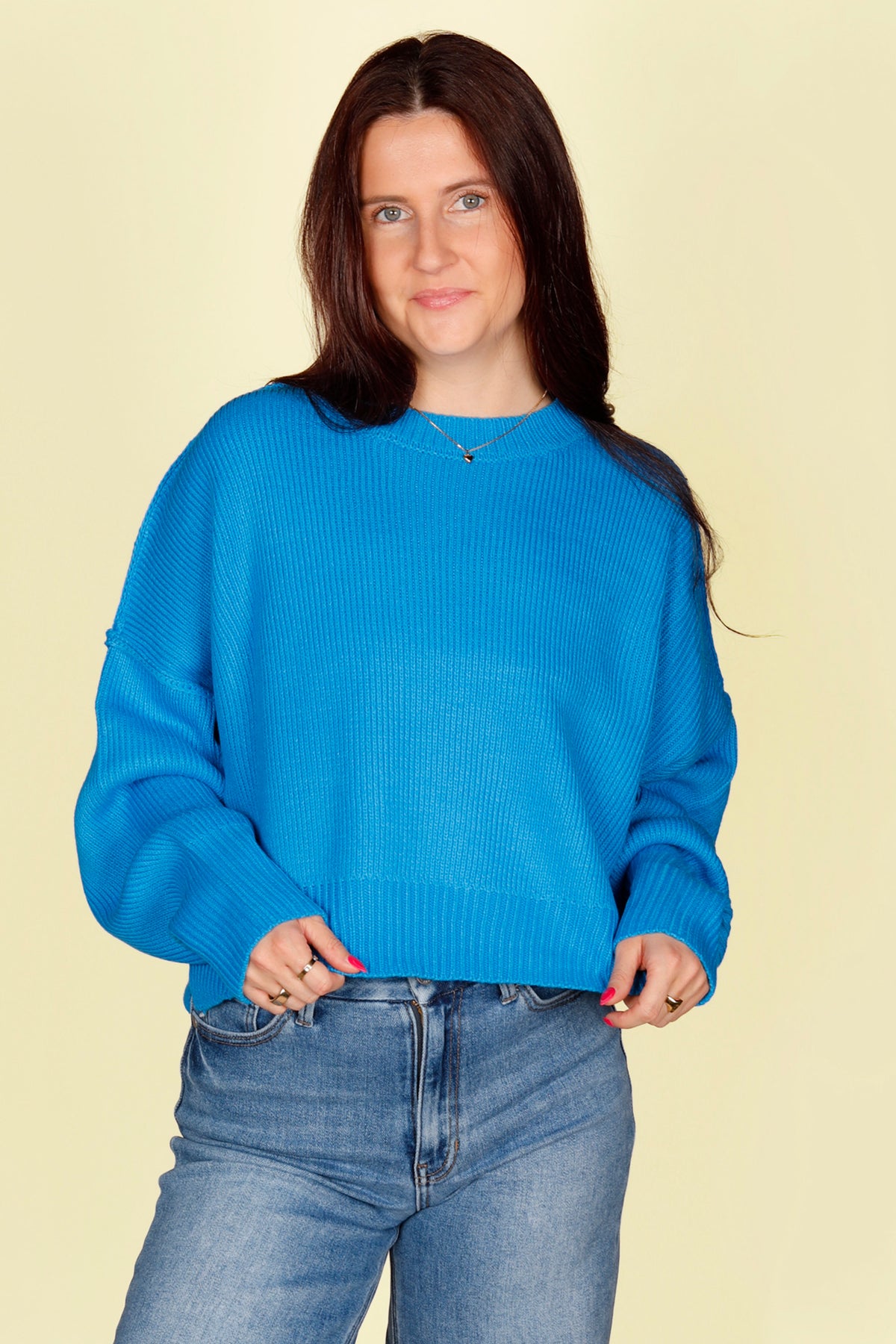 Ocean Blue Cropped Sweater