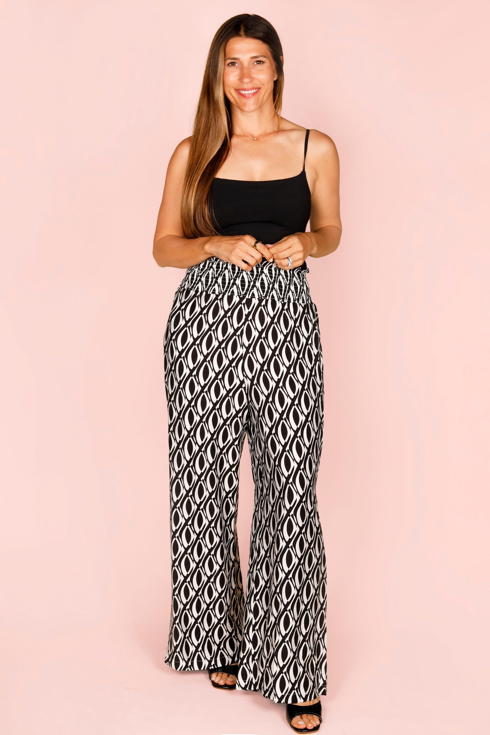 Dinara Black & White Flowy Pant