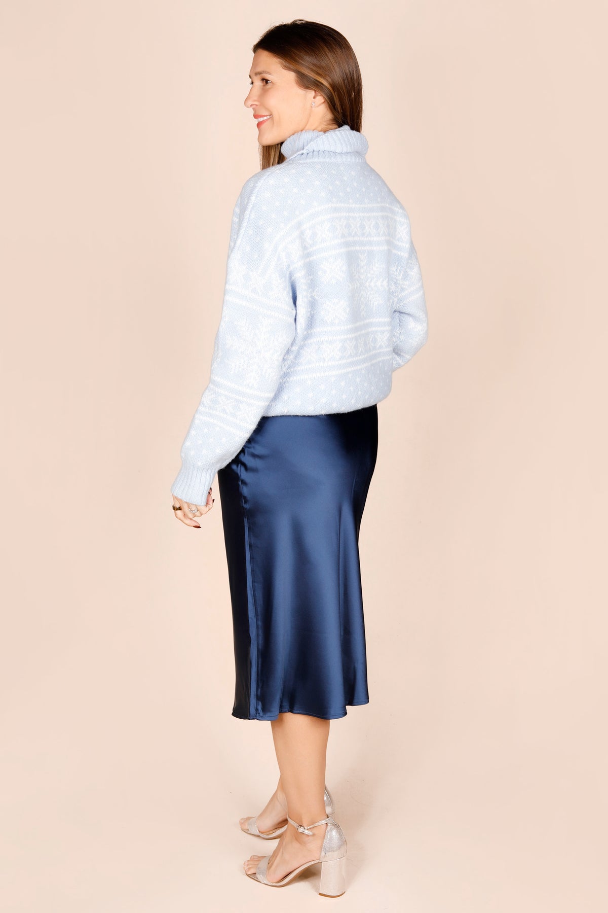 Sapphire Satin Midi Skirt