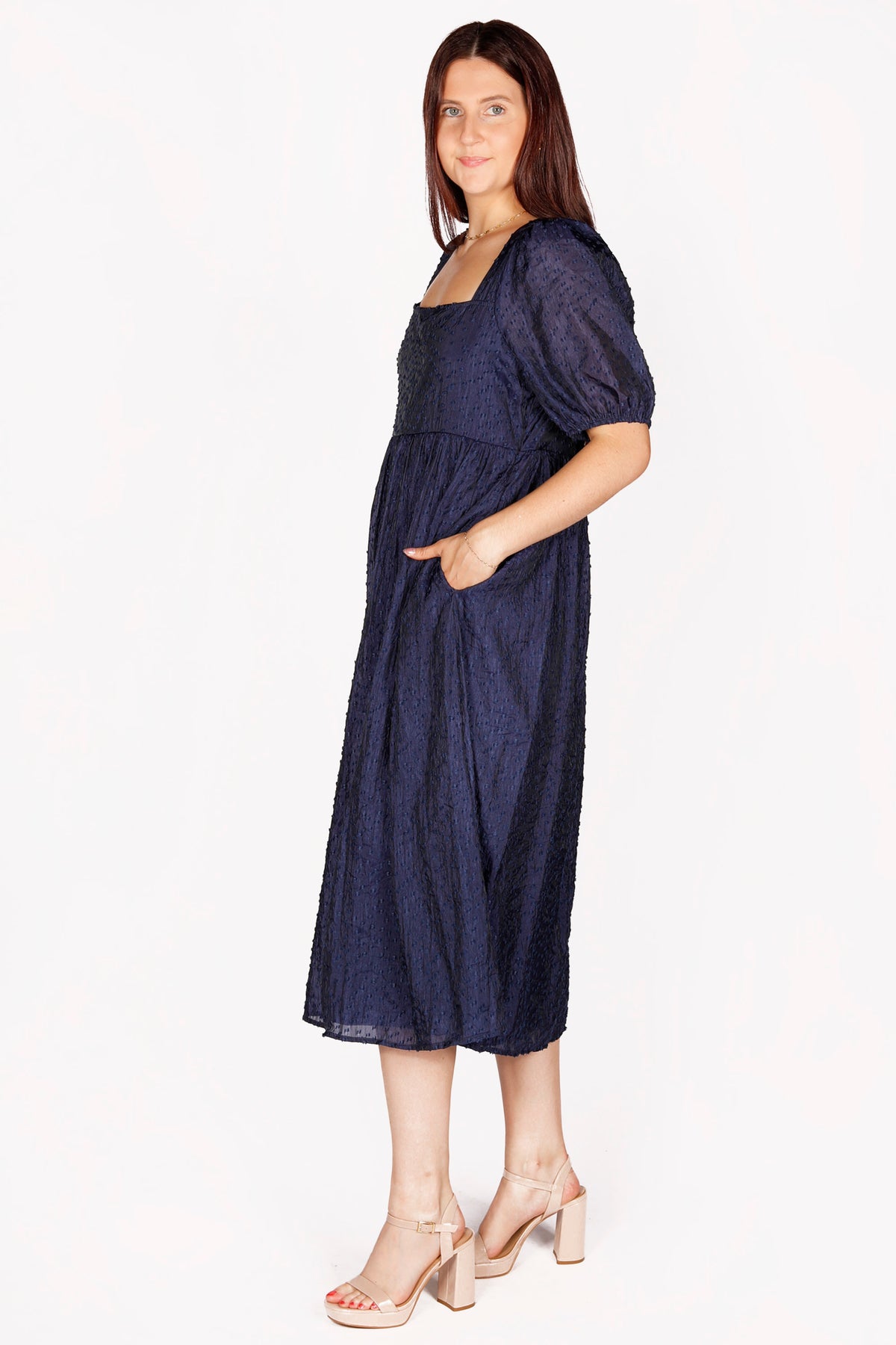 Maria Navy Midi Dress