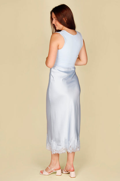 Light Blue Satin Skirt - FINAL SALE