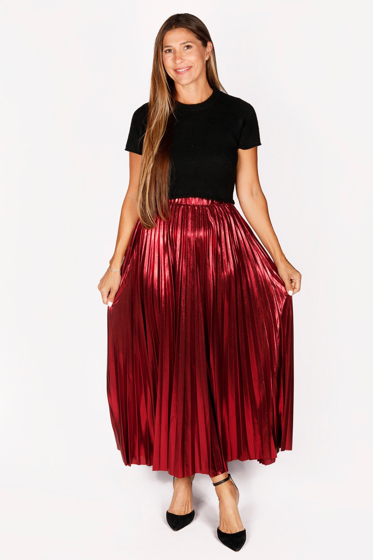 Eloise Crimson Metallic Skirt