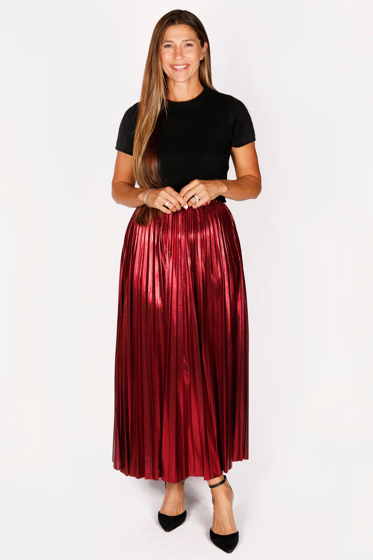 Eloise Crimson Metallic Skirt