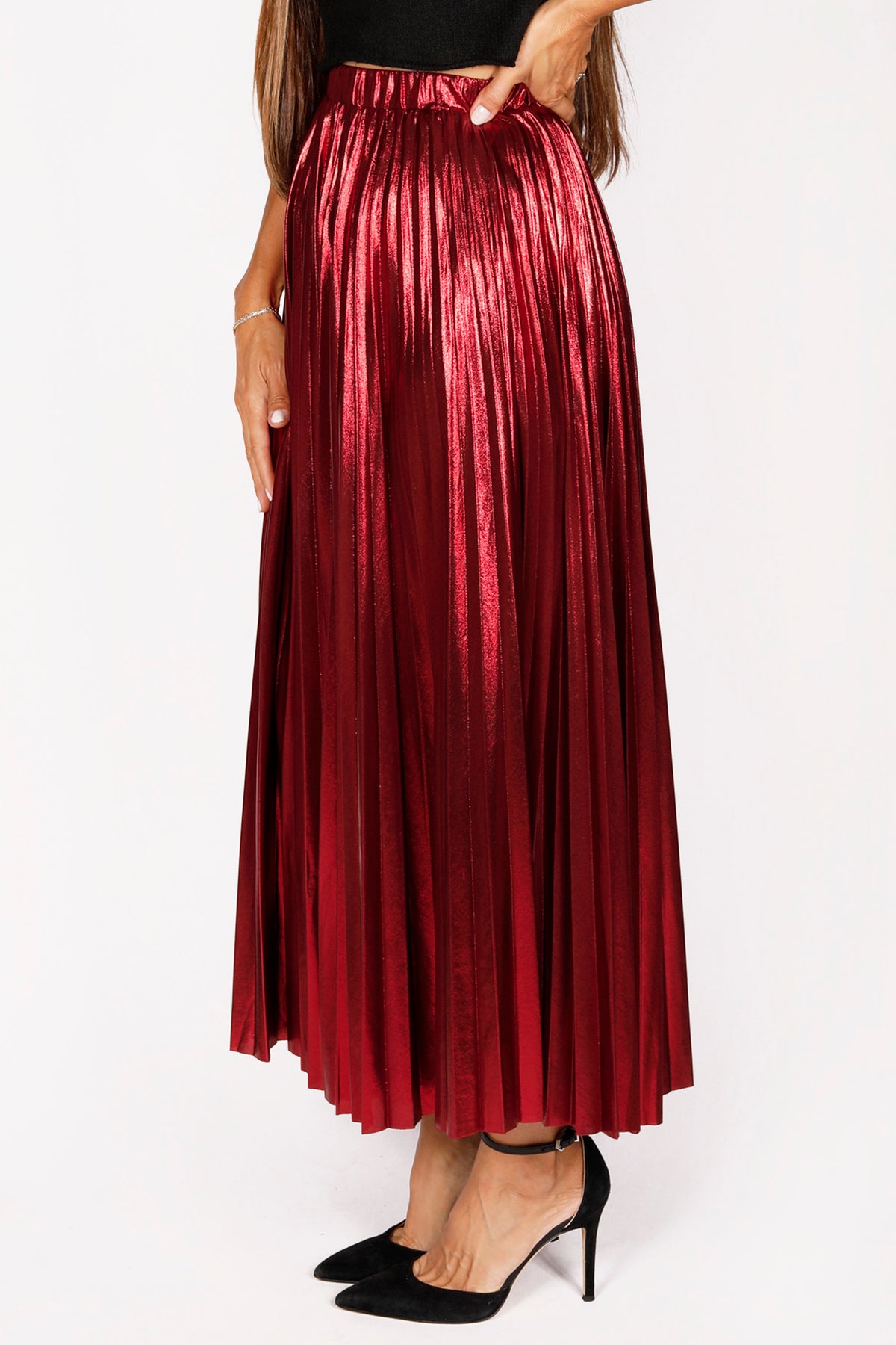 Eloise Crimson Metallic Skirt