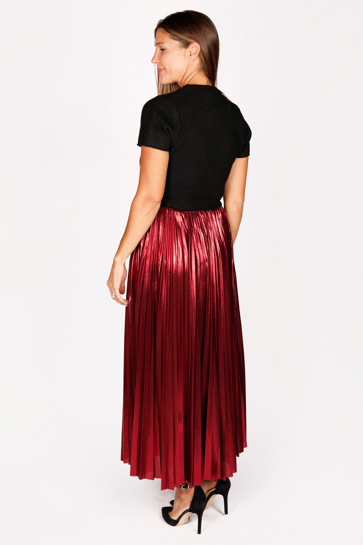 Eloise Crimson Metallic Skirt