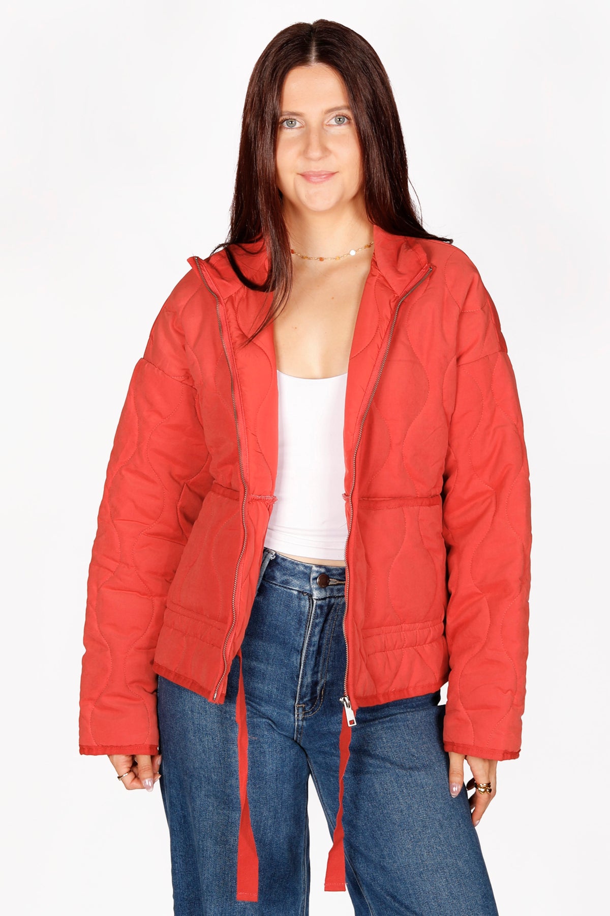 Isla Pale Red Quilted Jacket