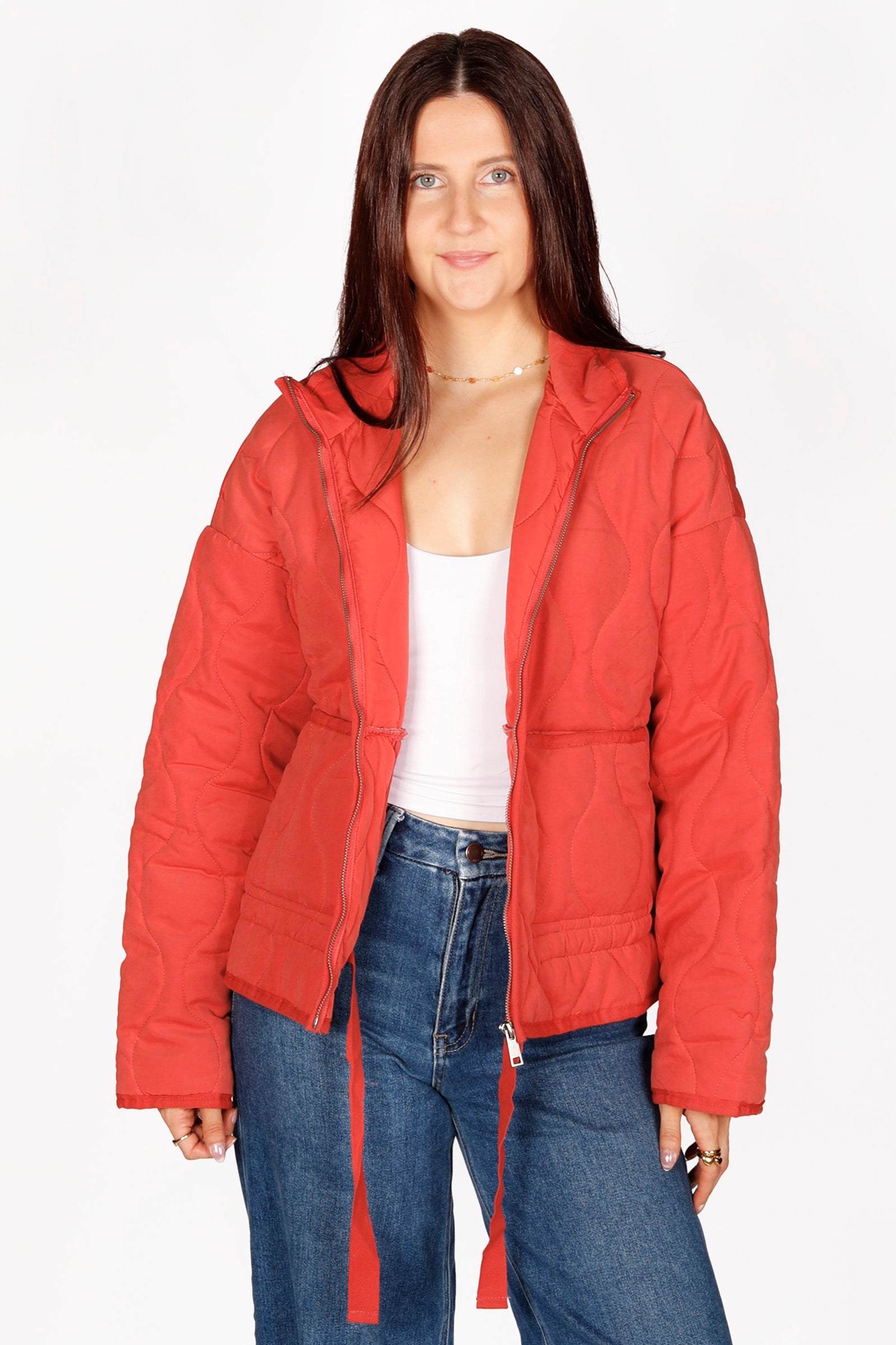 Isla Pale Red Quilted Jacket