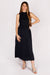 Navy Pleated Mock Neck Dress