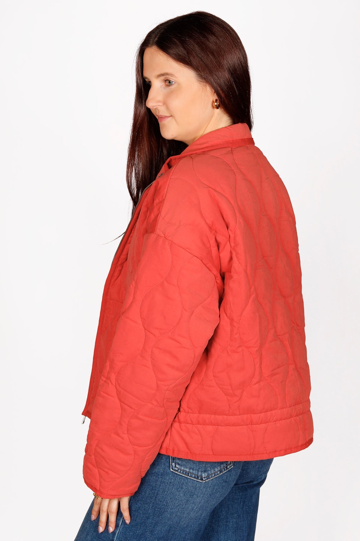 Isla Pale Red Quilted Jacket