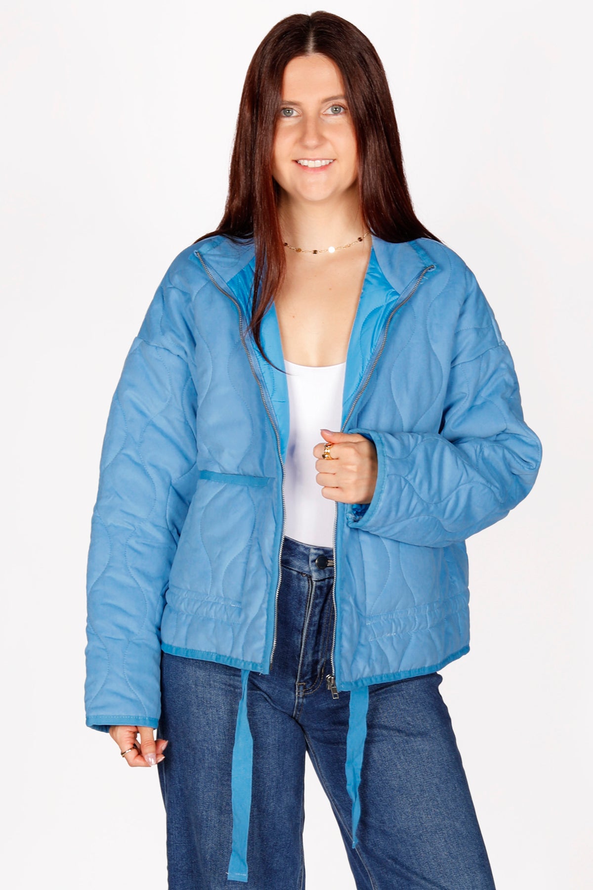 Isla Pale Blue Quilted Jacket