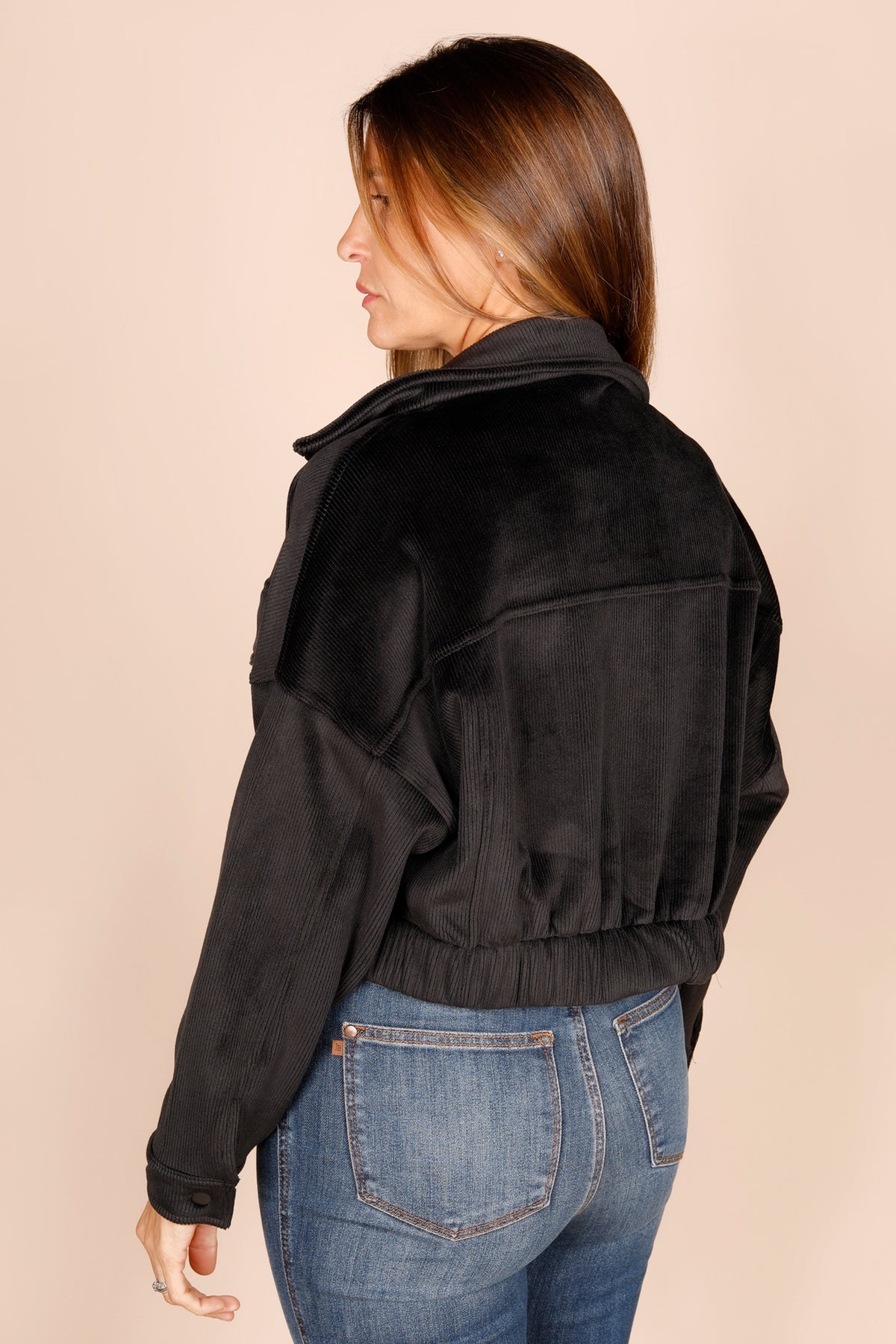 Black Corduroy Cropped Jacket