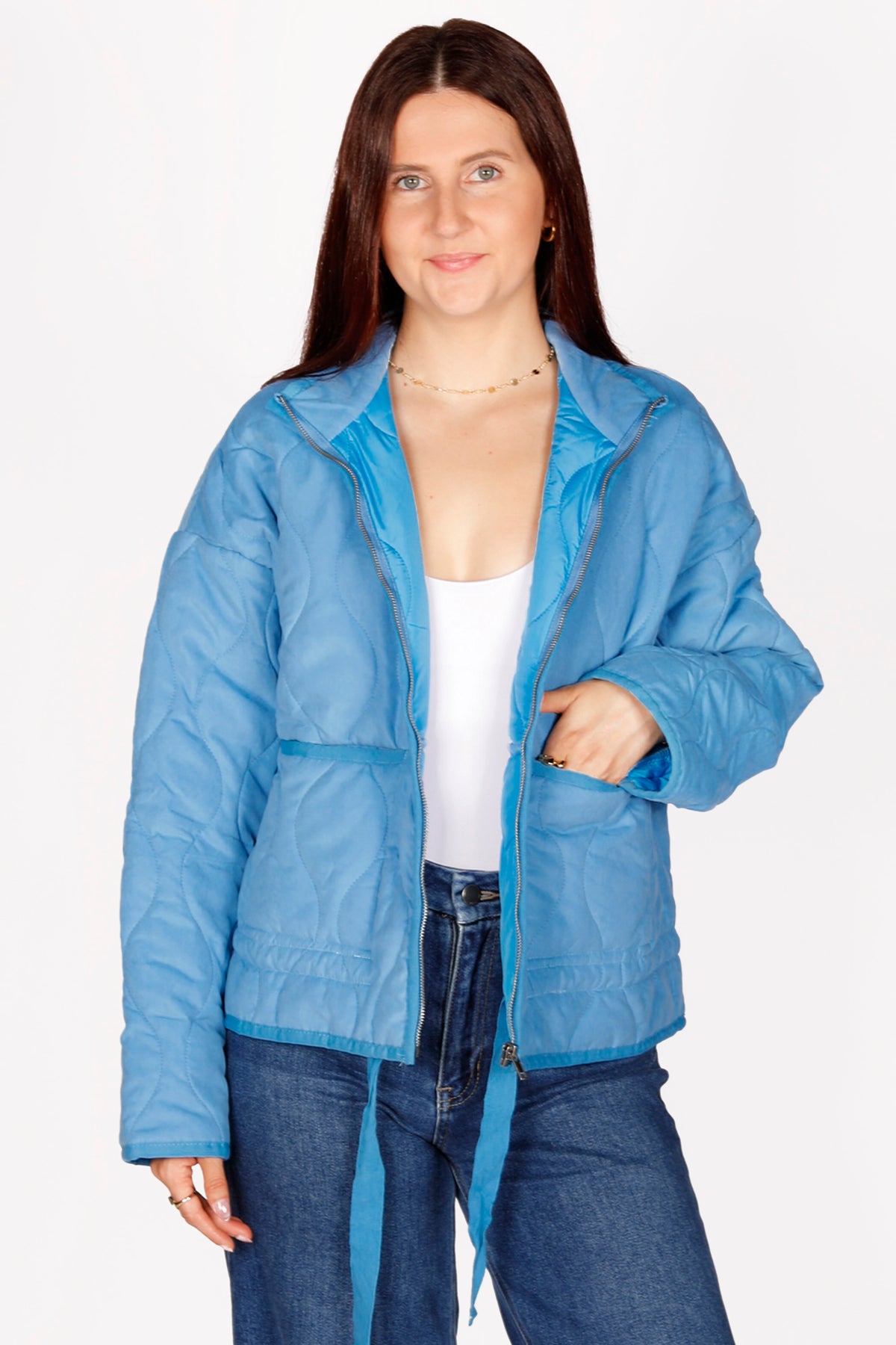 Isla Pale Blue Quilted Jacket