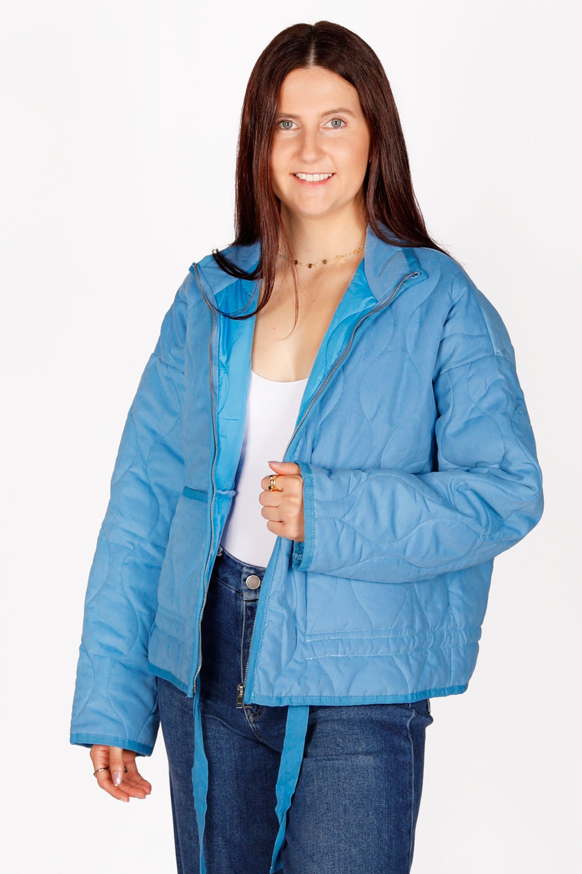 Isla Pale Blue Quilted Jacket