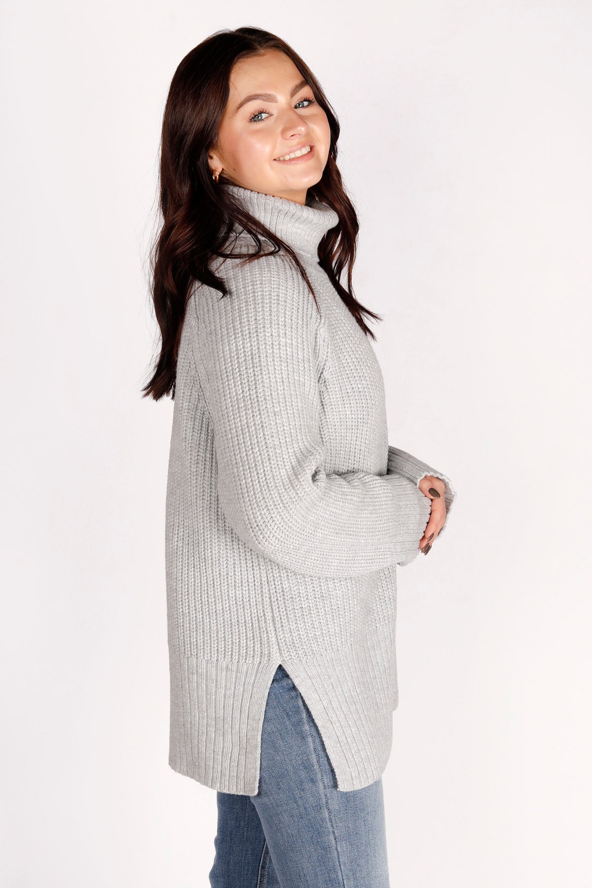 Lona Grey Turtleneck Sweater - FINAL SALE