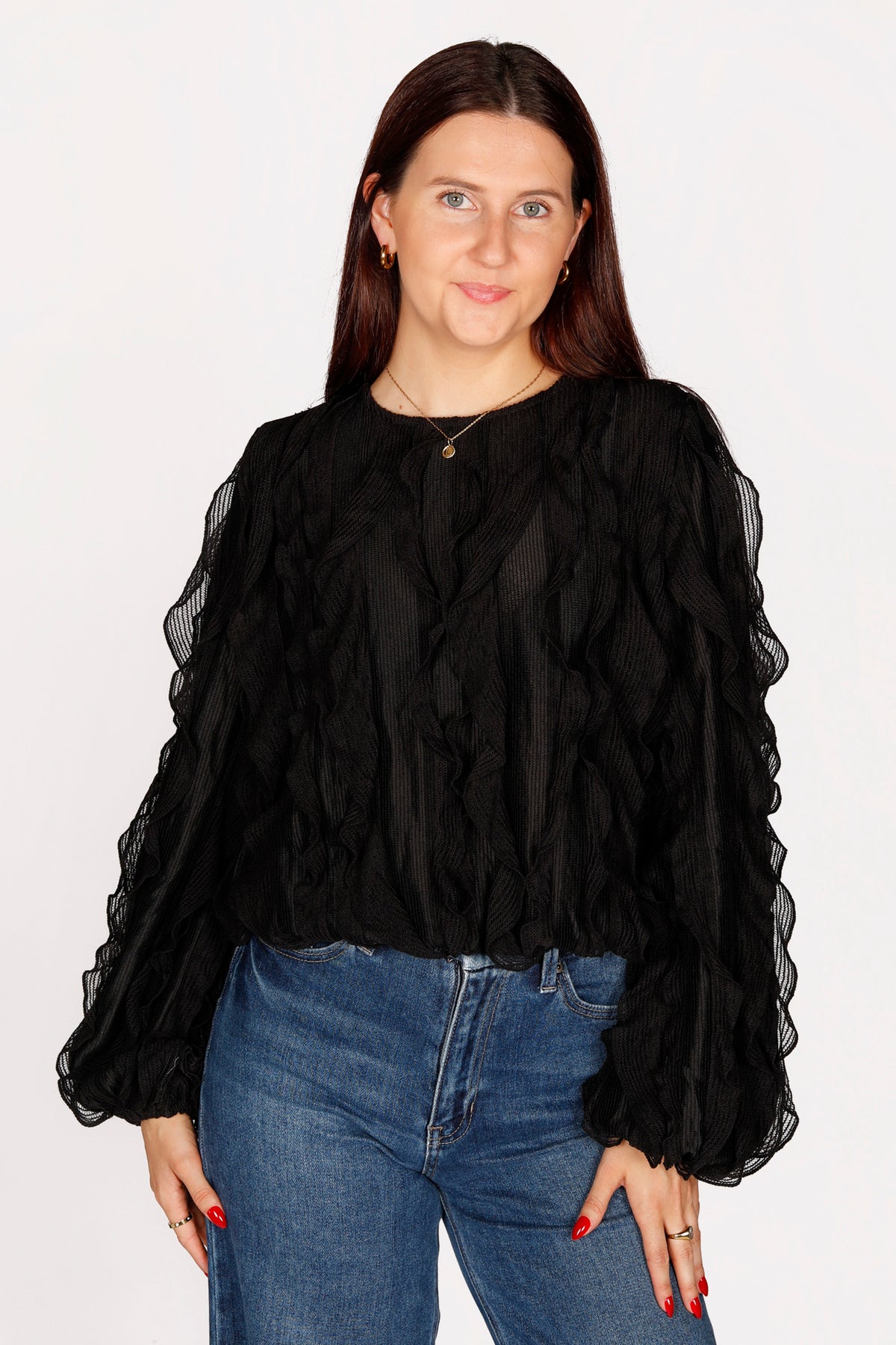 Ada Black Textured Top