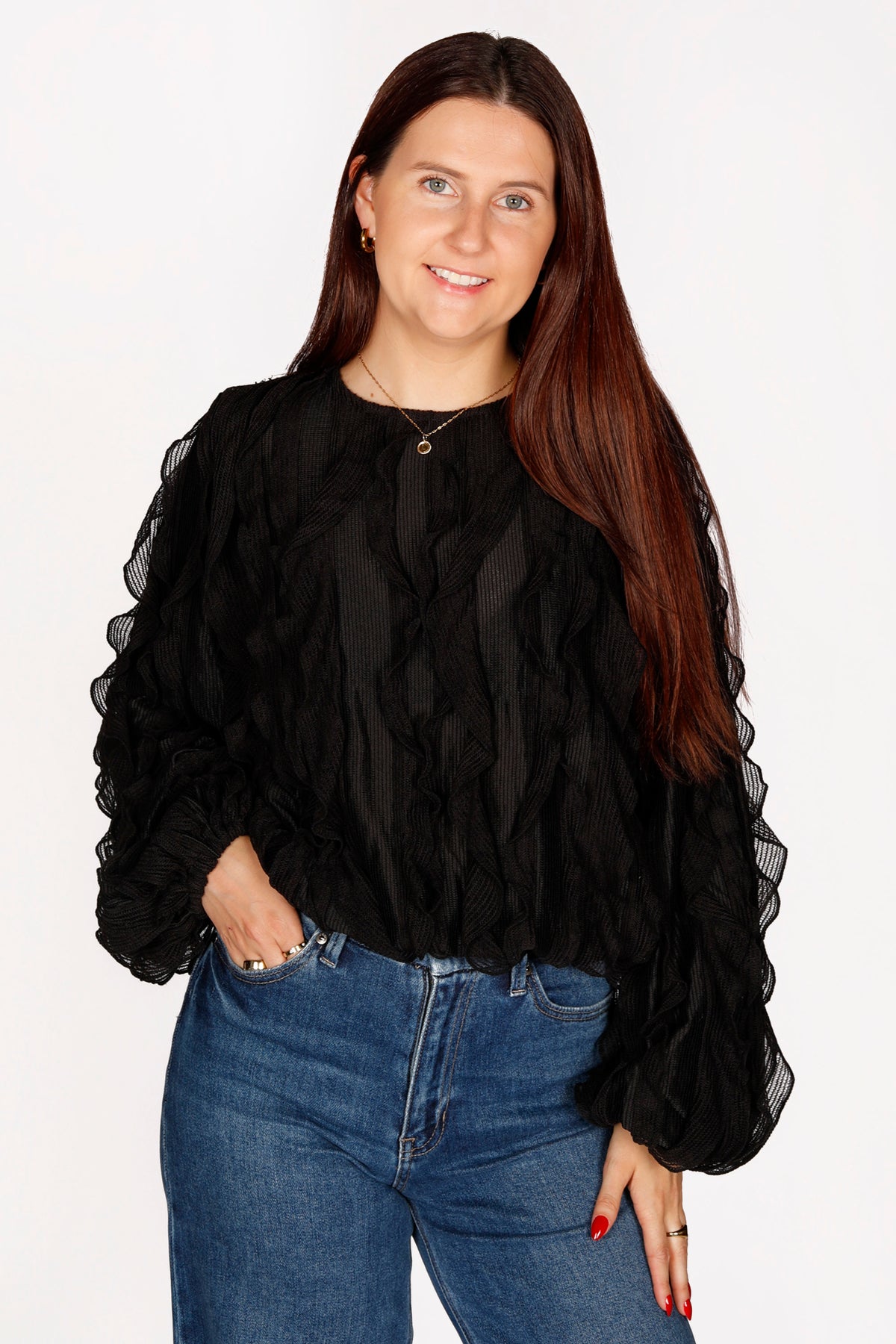 Ada Black Textured Top