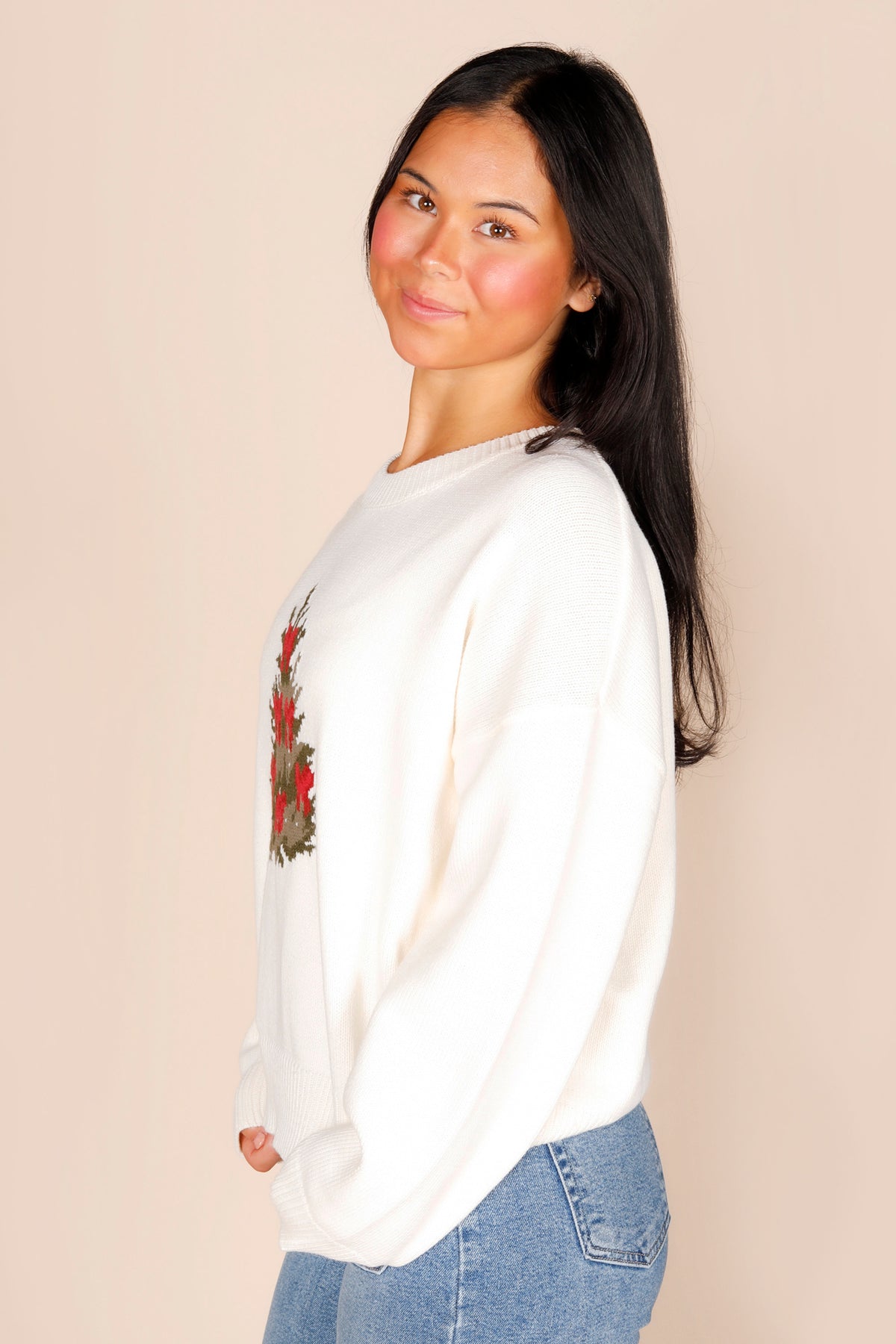 Ivory Tree &amp; Bow Sweater