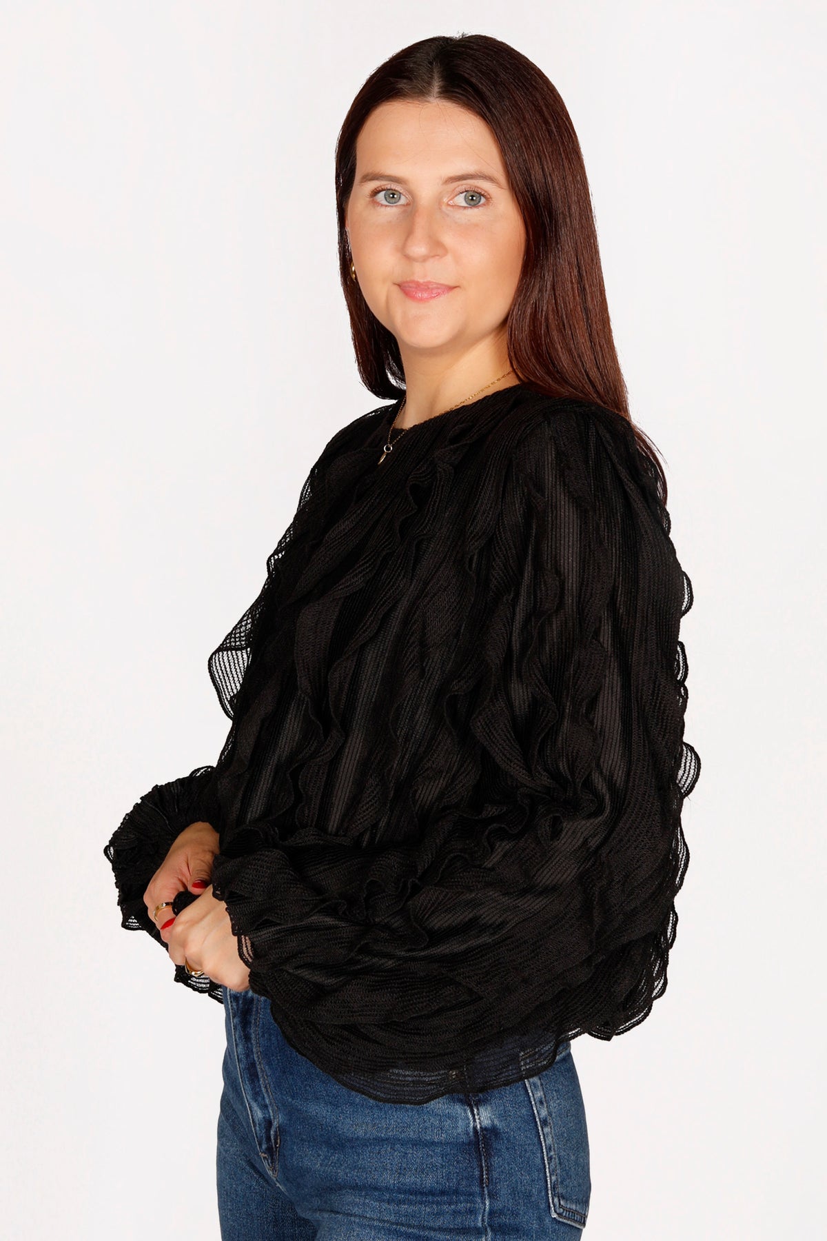 Ada Black Textured Top