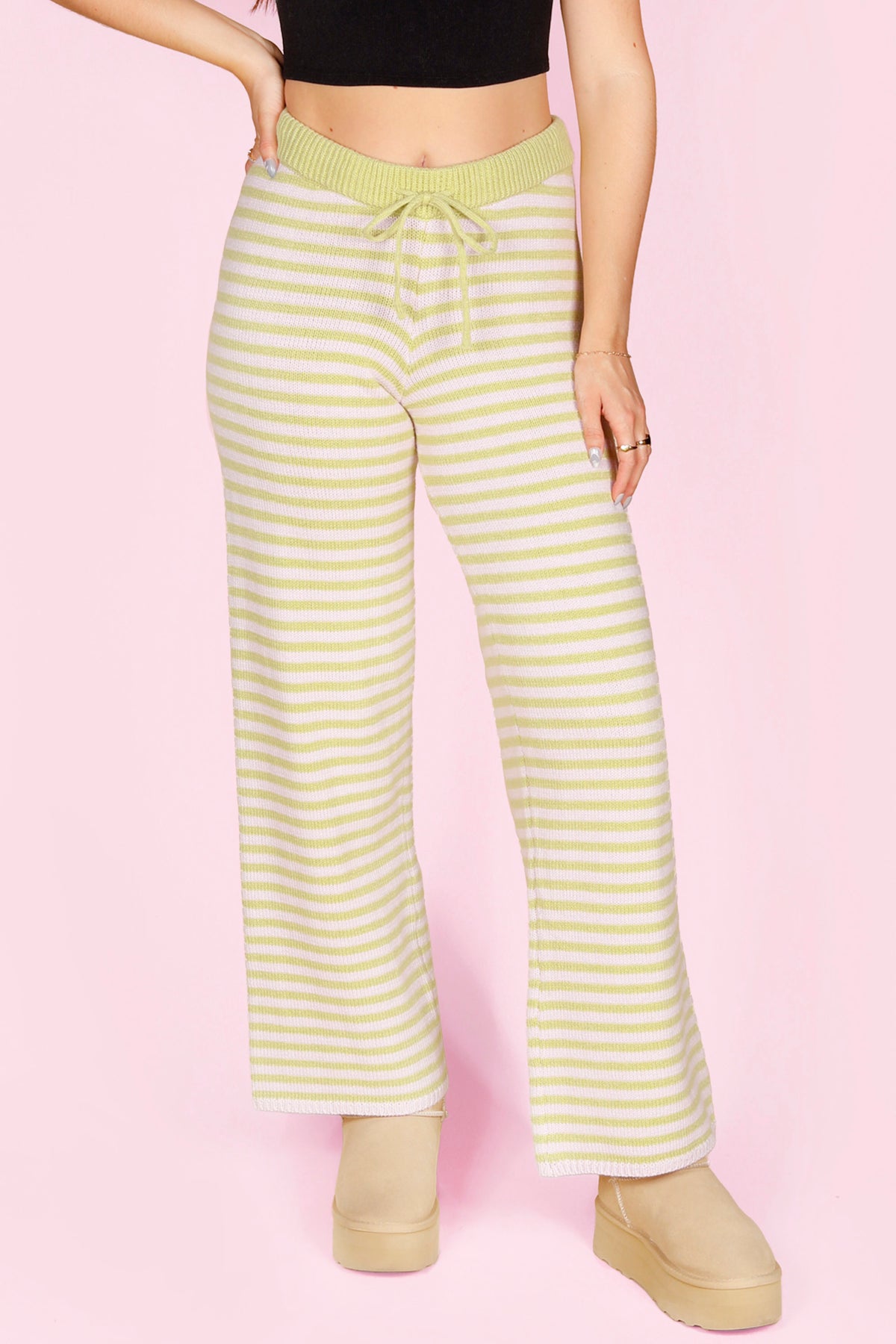 Lilac &amp; Lime Striped Knit Pants - FINAL SALE