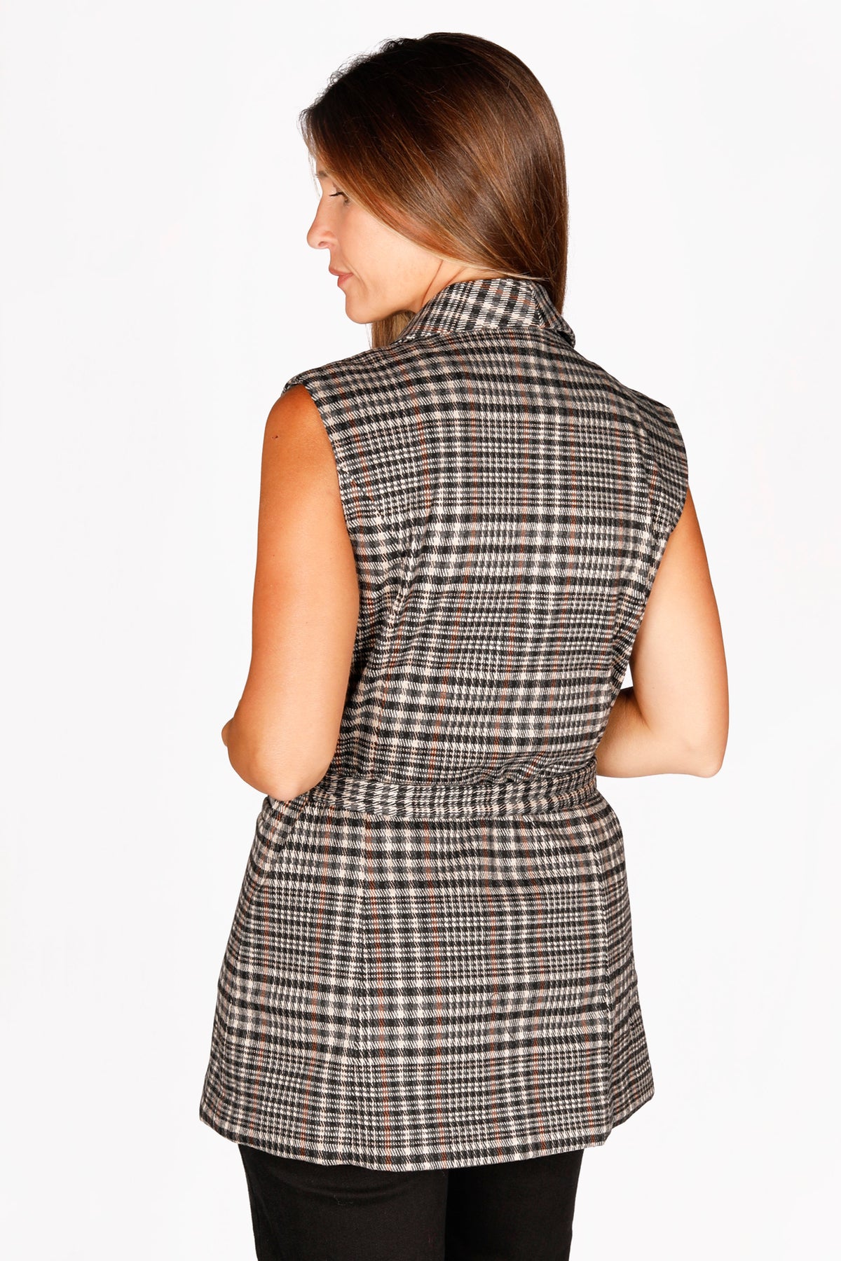 Eliza Plaid Tie Waist Vest