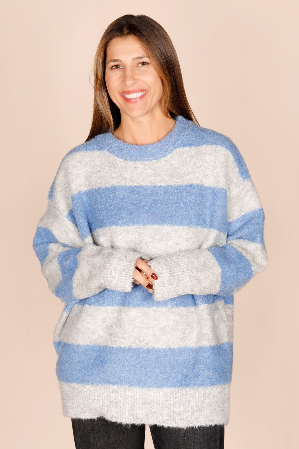 Blue &amp; Grey Striped Sweater
