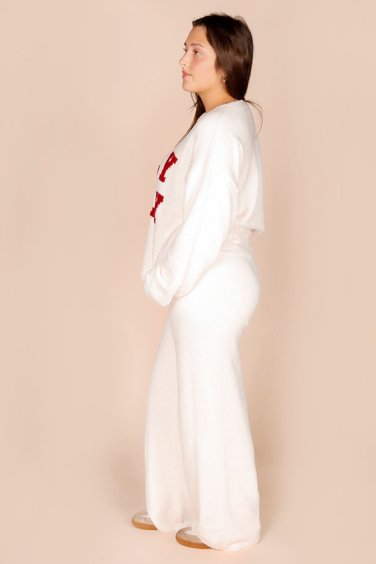 Cream Plush Knit Pants