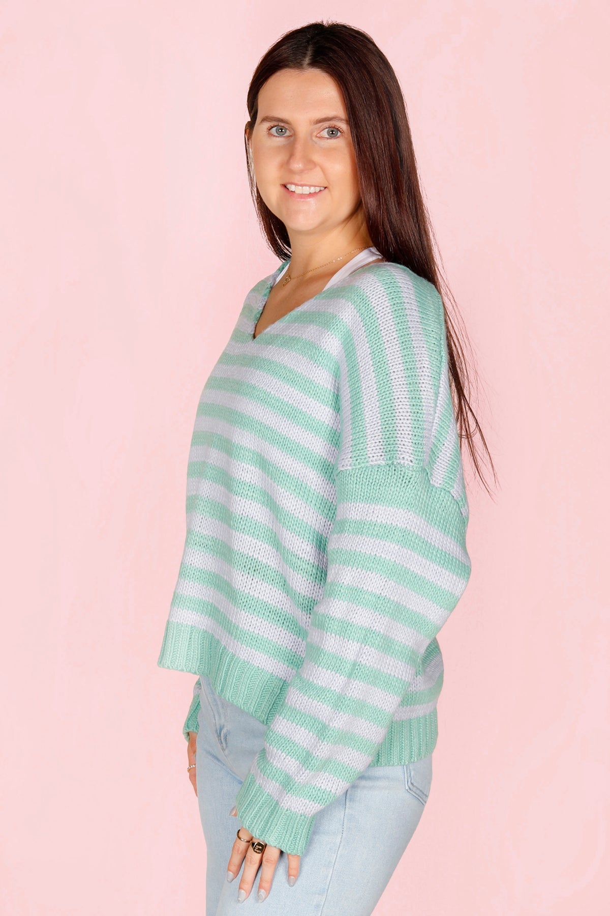 Mint &amp; Blue Striped Sweater