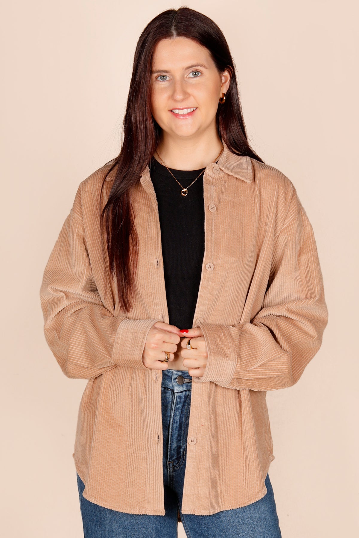 Hannah Taupe Corduroy Shacket
