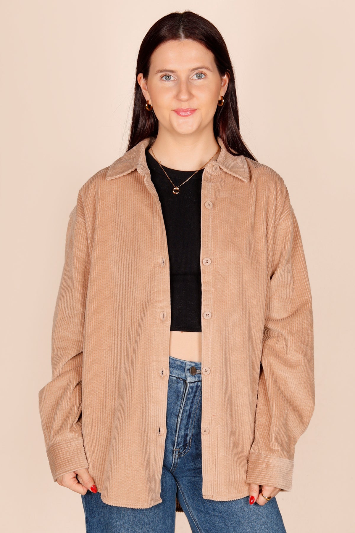 Hannah Taupe Corduroy Shacket