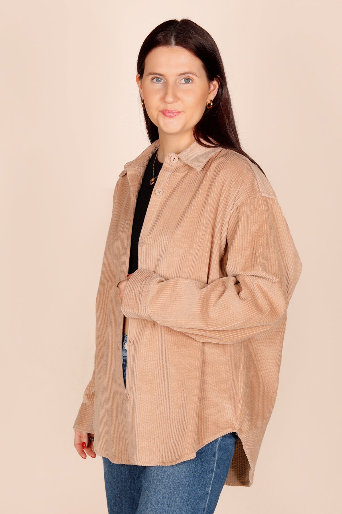 Hannah Taupe Corduroy Shacket