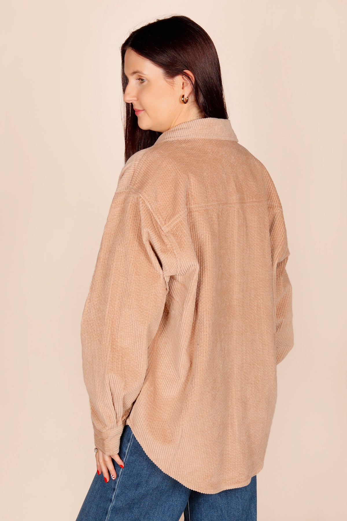 Hannah Taupe Corduroy Shacket