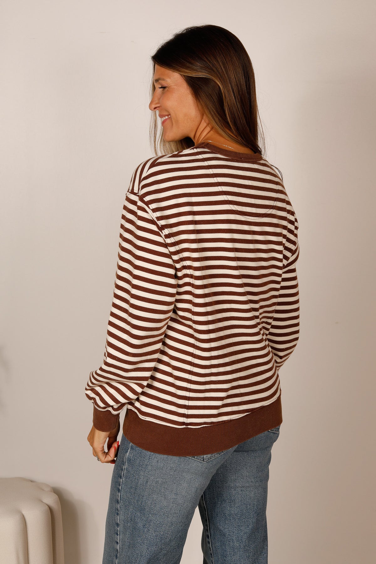 Savannah Brown Stripe Crewneck