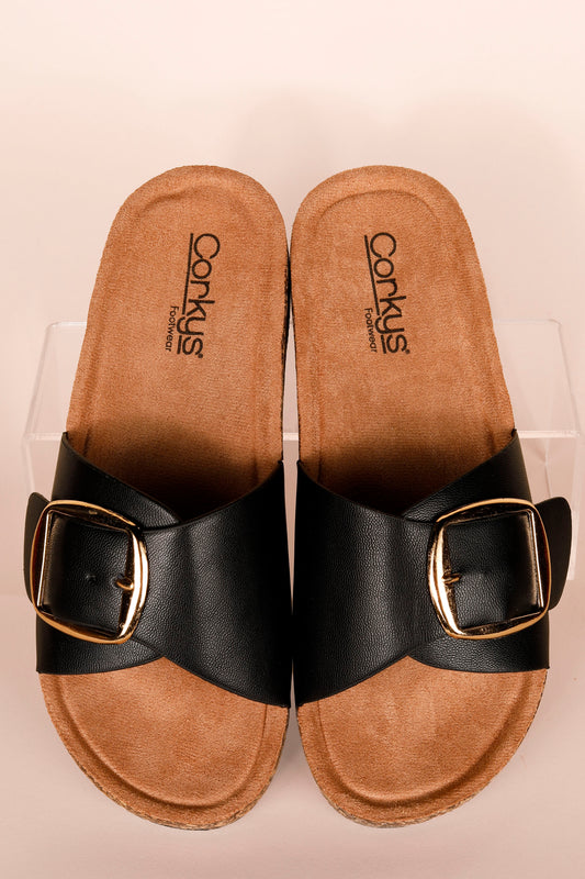 Corkys Road Trip Black Sandals - FINAL SALE