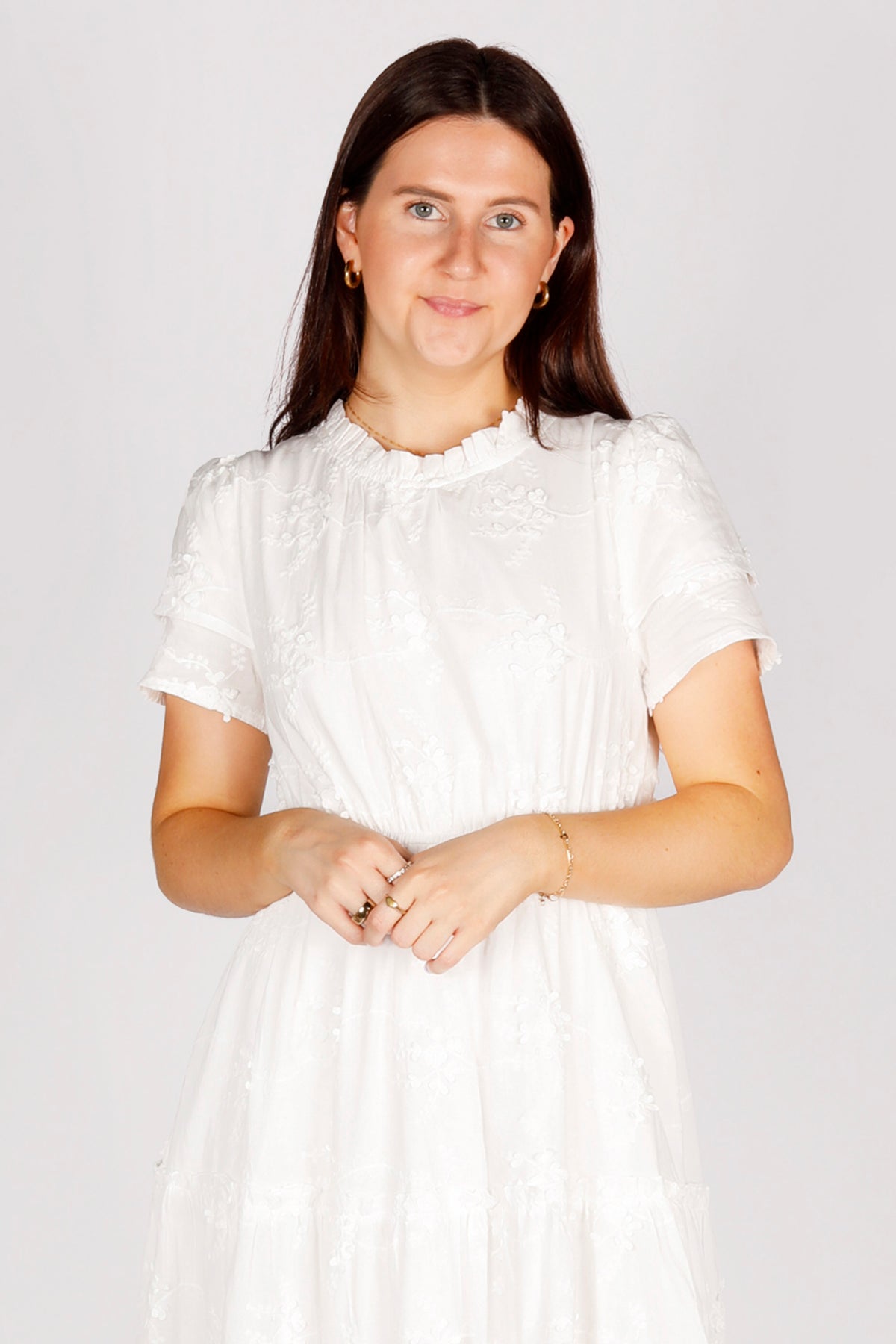 Emily White Embroidered Midi Dress - FINAL SALE