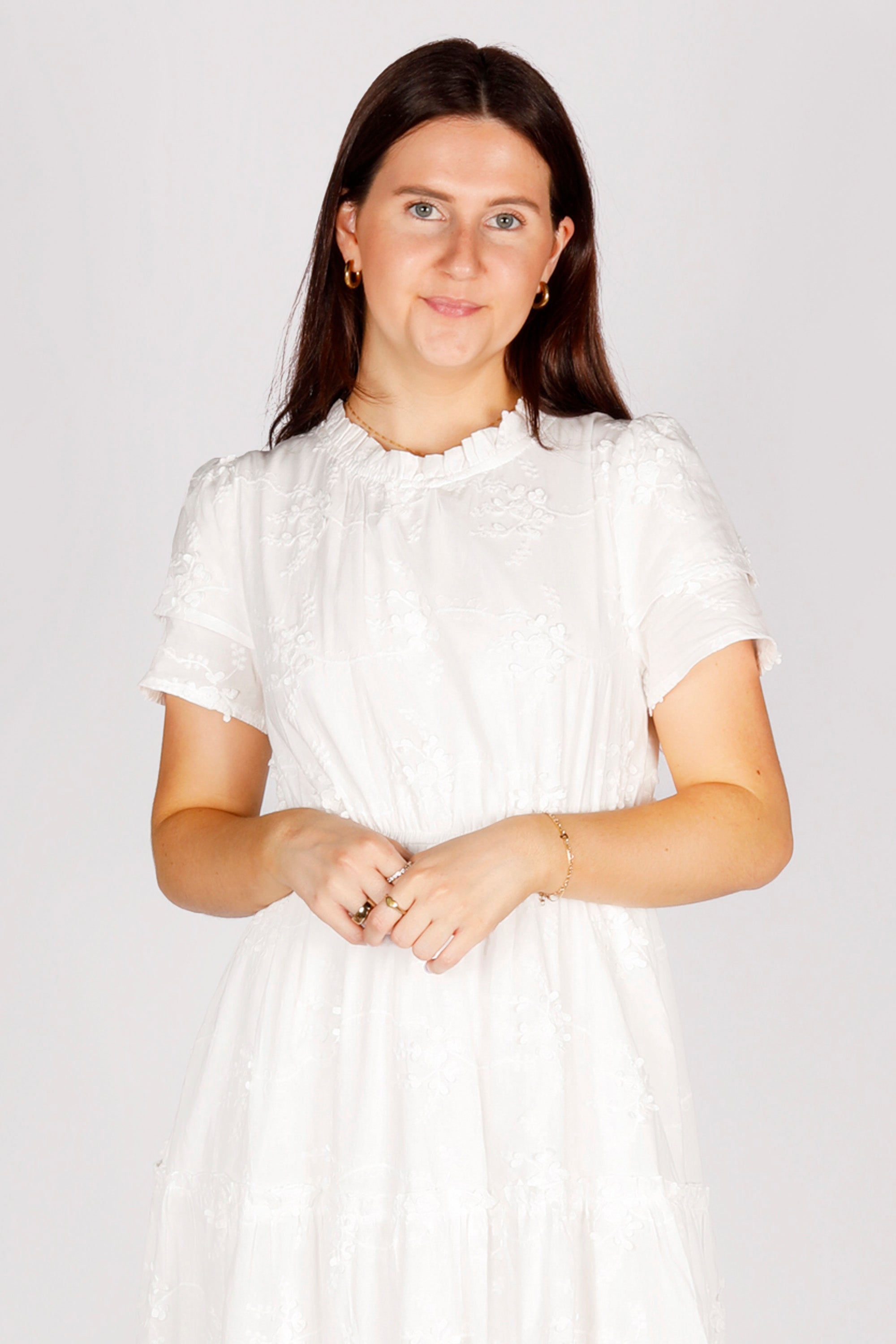 midi white embroidered dress White Embroidery Halter Midi Dress