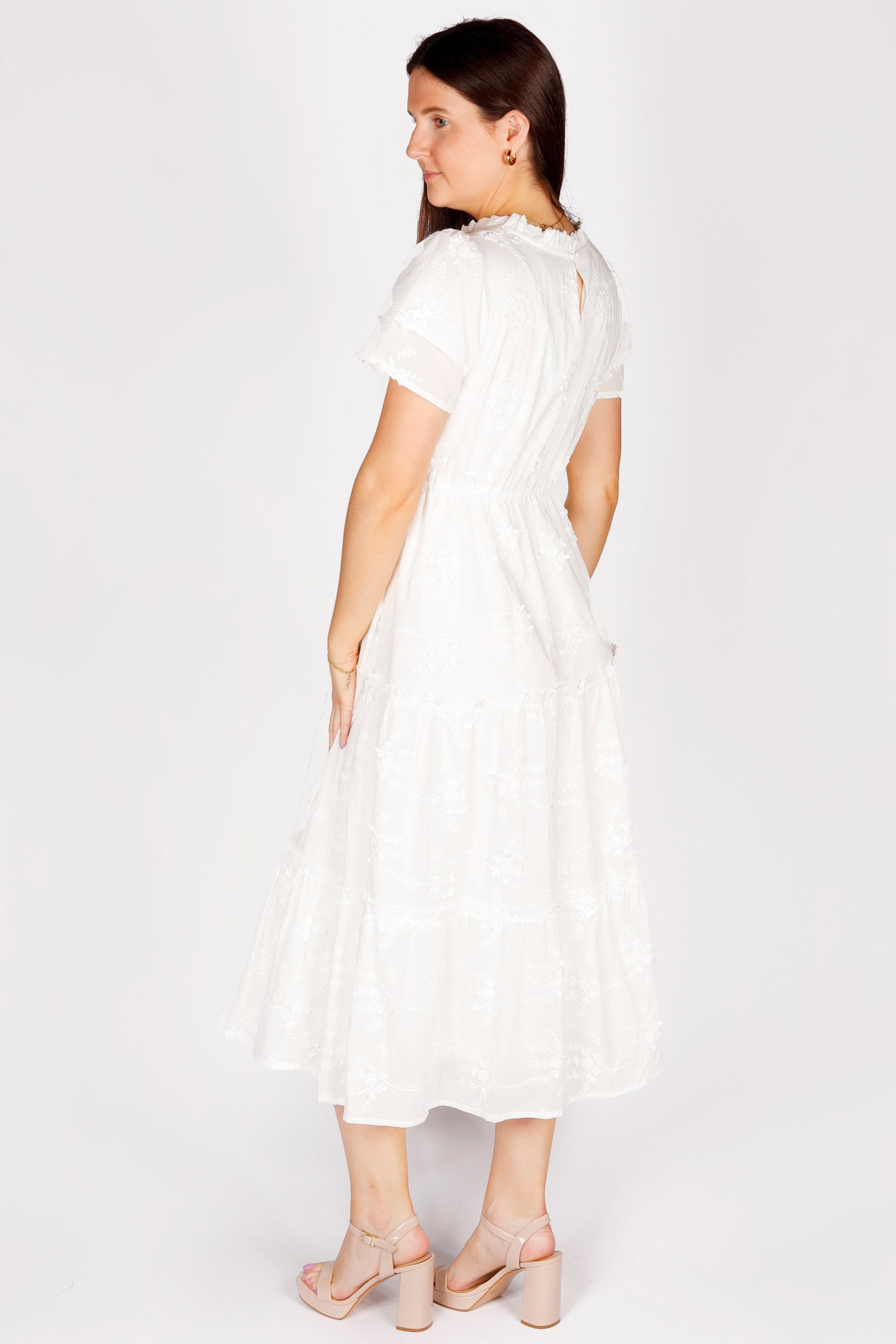 Emily White Embroidered Midi Dress - Final Sale Emily White Embroidered Midi Dress - Final Sale