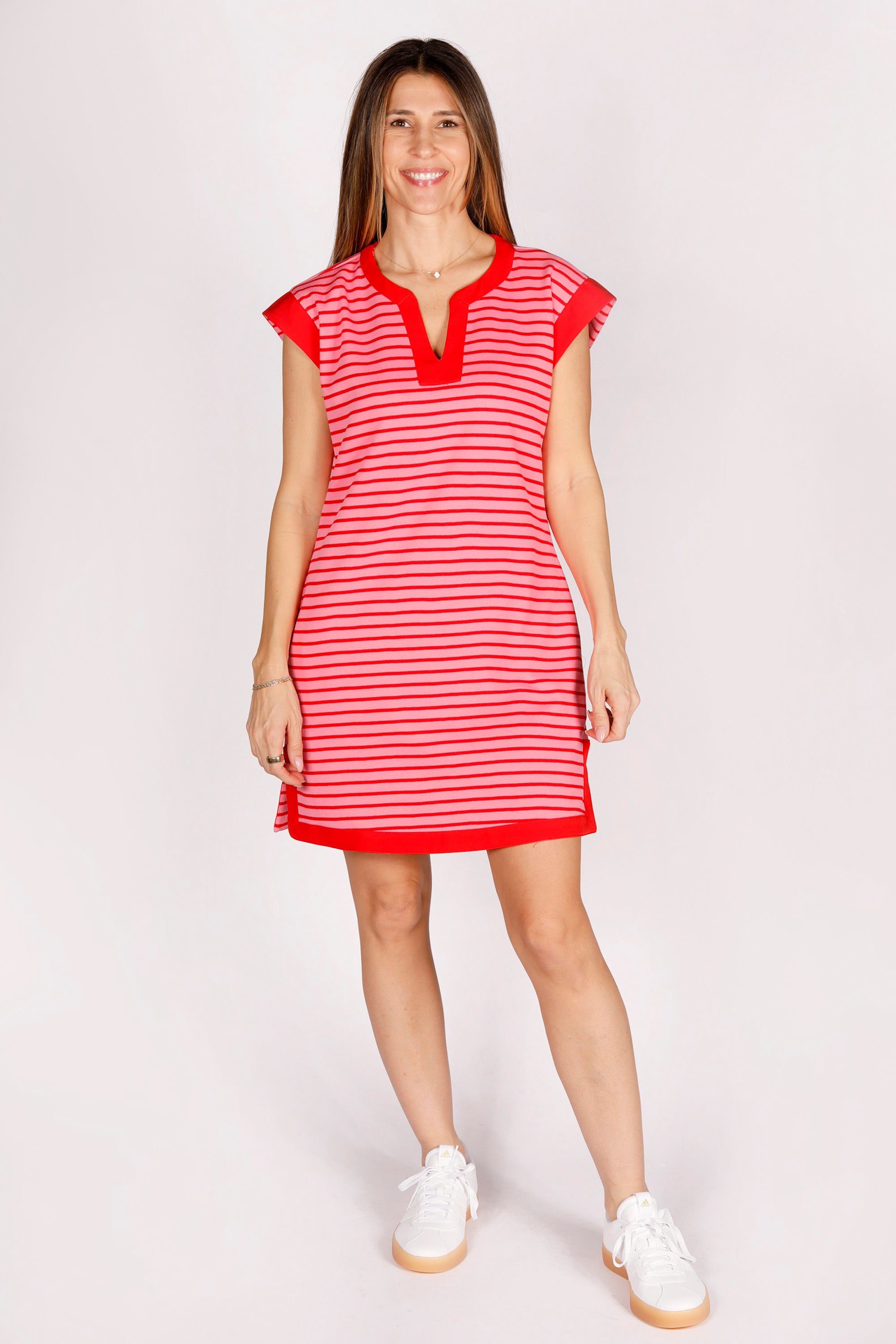 Pink & Red Striped Pocket Dress