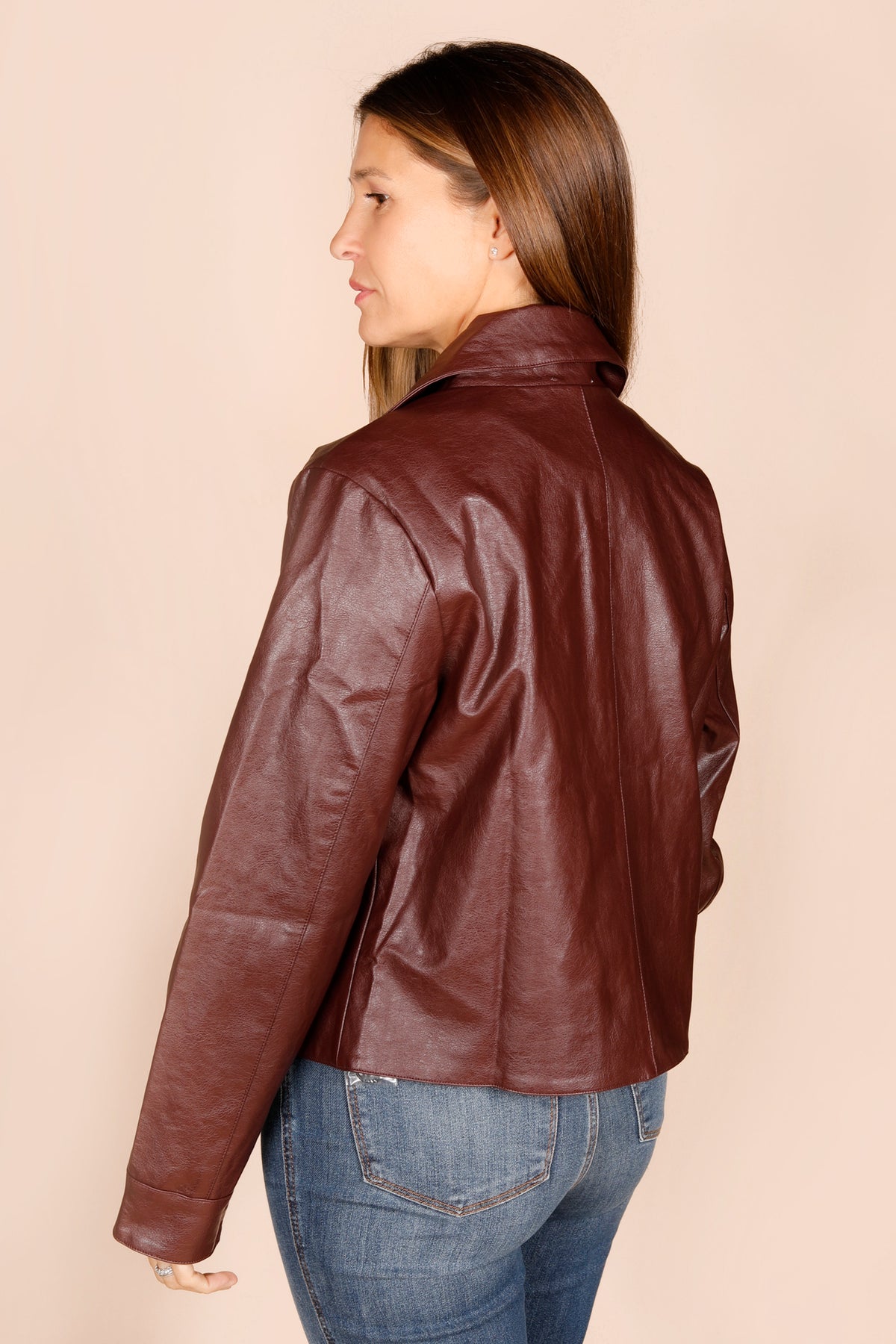 Burgundy Faux Leather Jacket