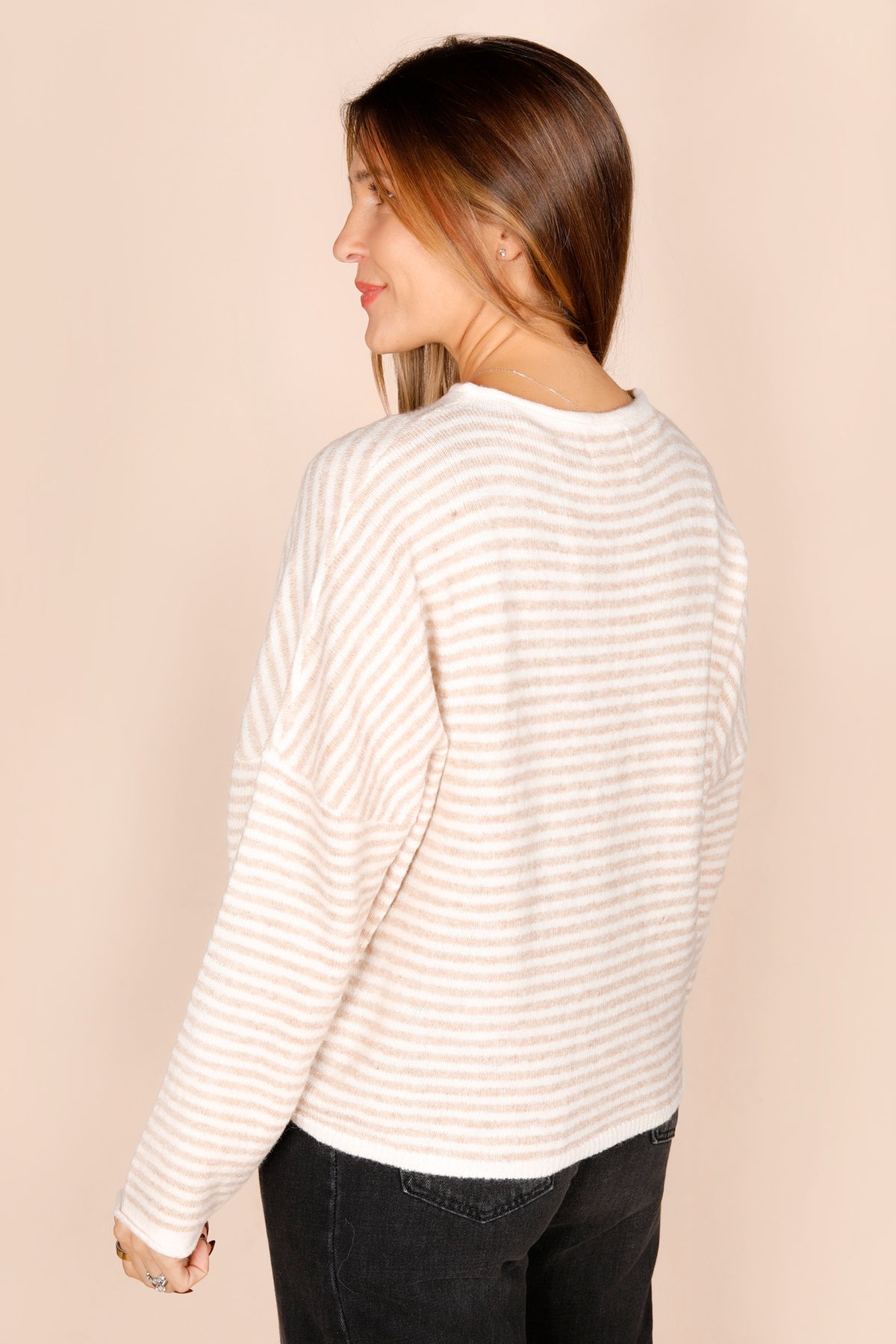 Khaki Striped Cardigan