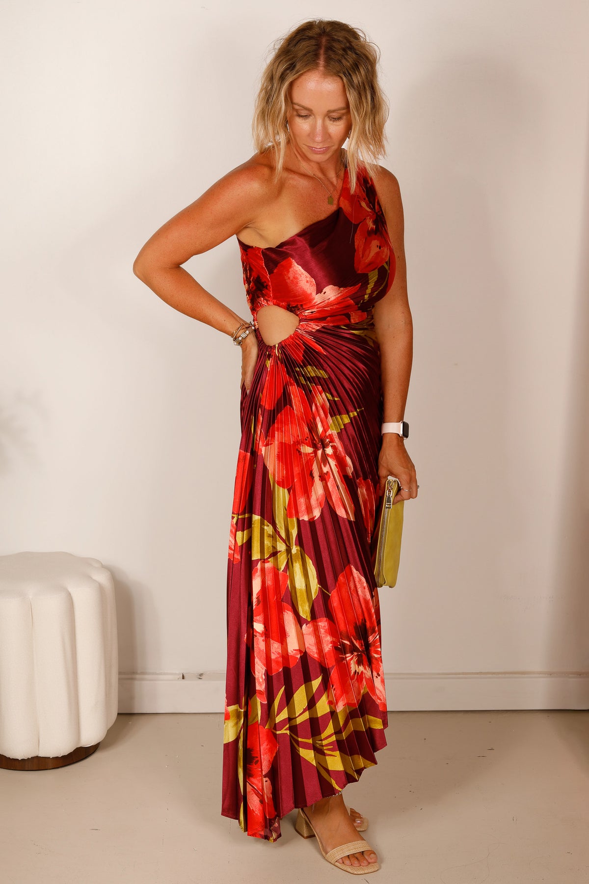 Hibiscus Plum Asymmetrical Maxi Dress